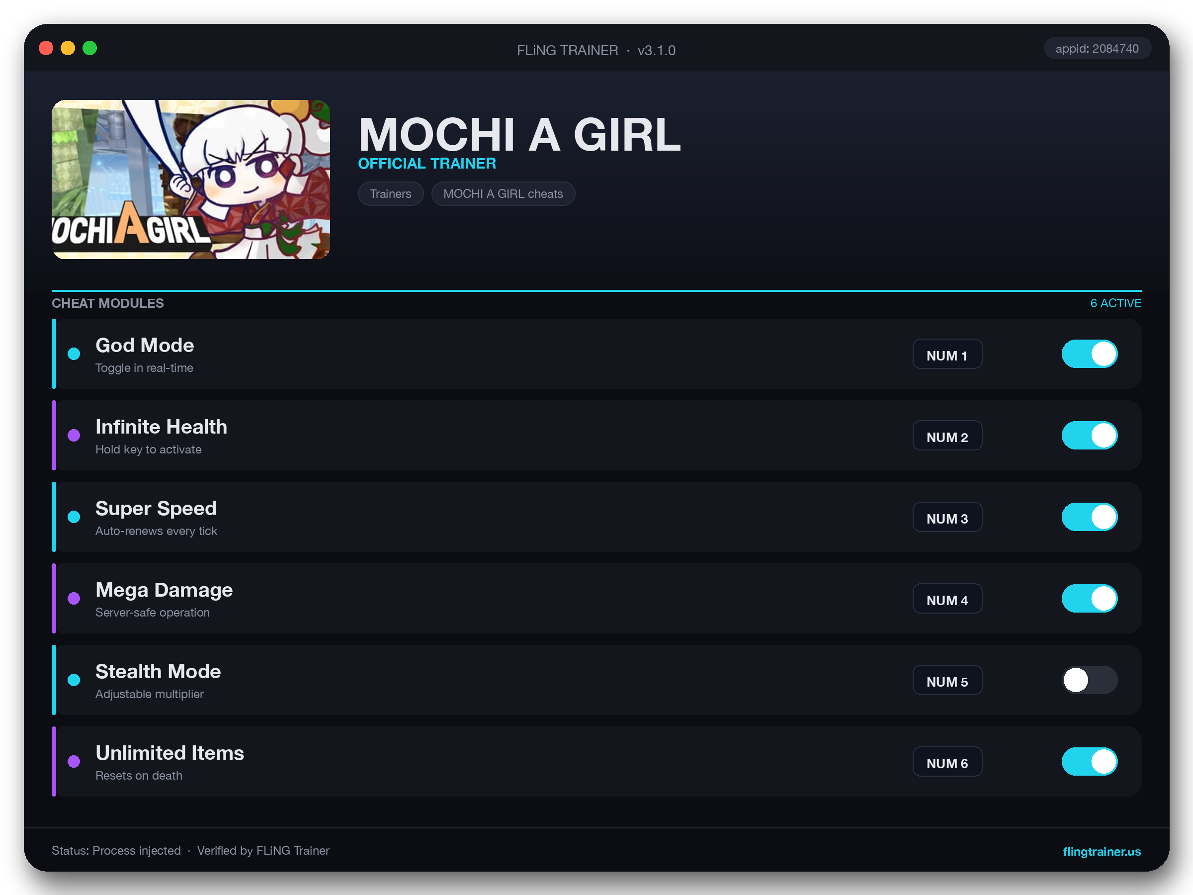 MOCHI A GIRL Trainer interface