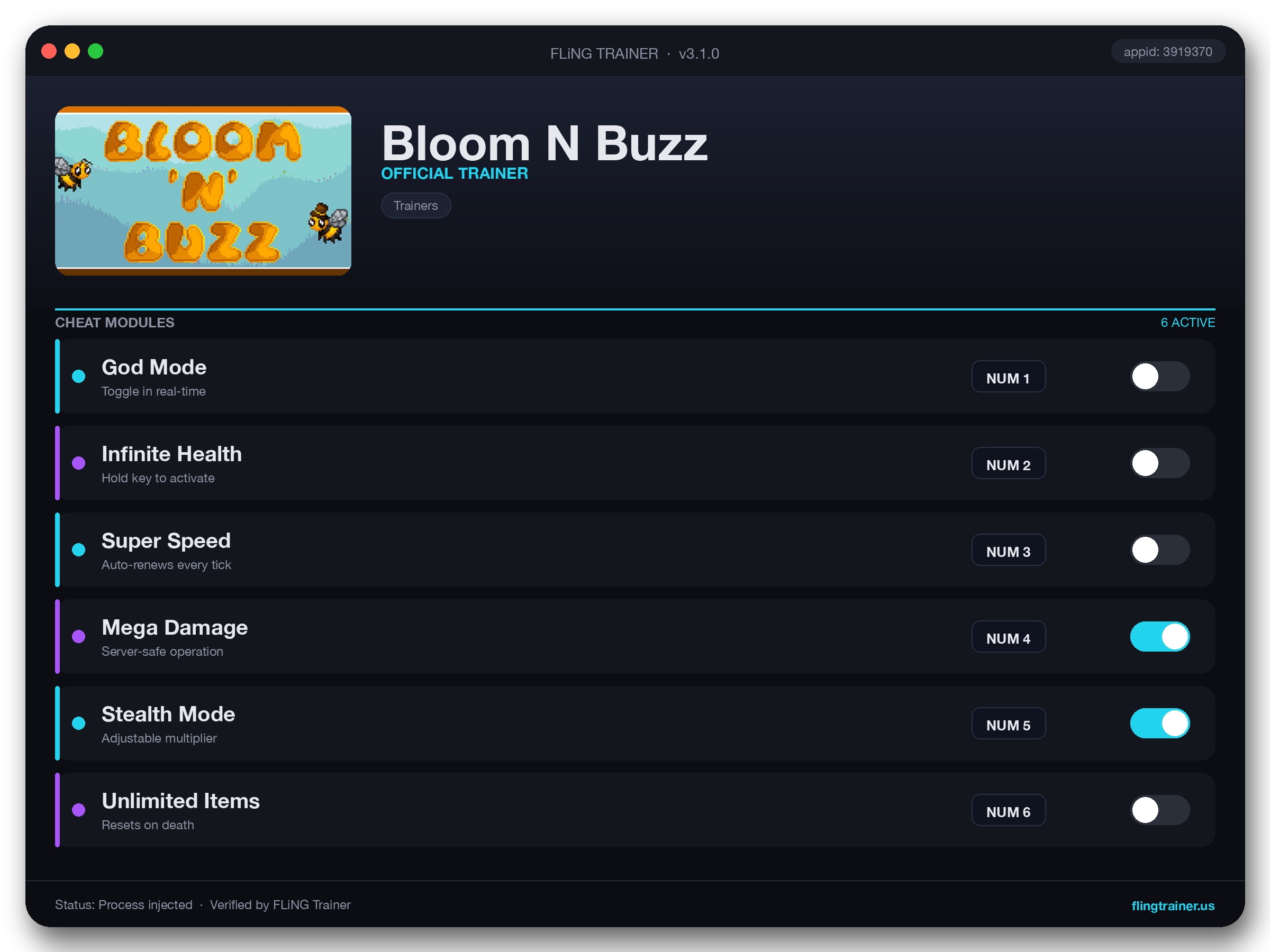 Bloom N Buzz Trainer interface