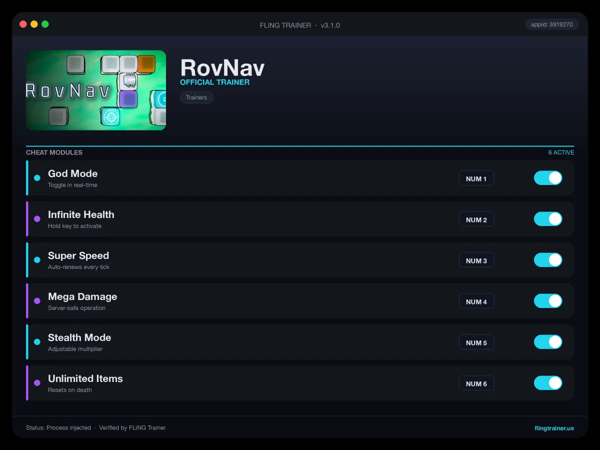 RovNav Trainer interface