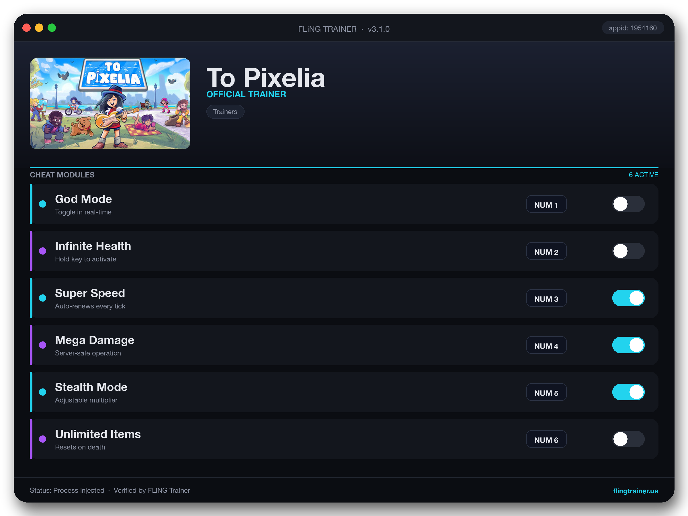 To Pixelia Trainer interface