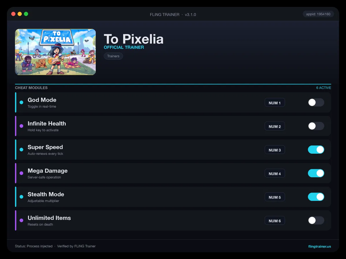 To Pixelia Trainer interface
