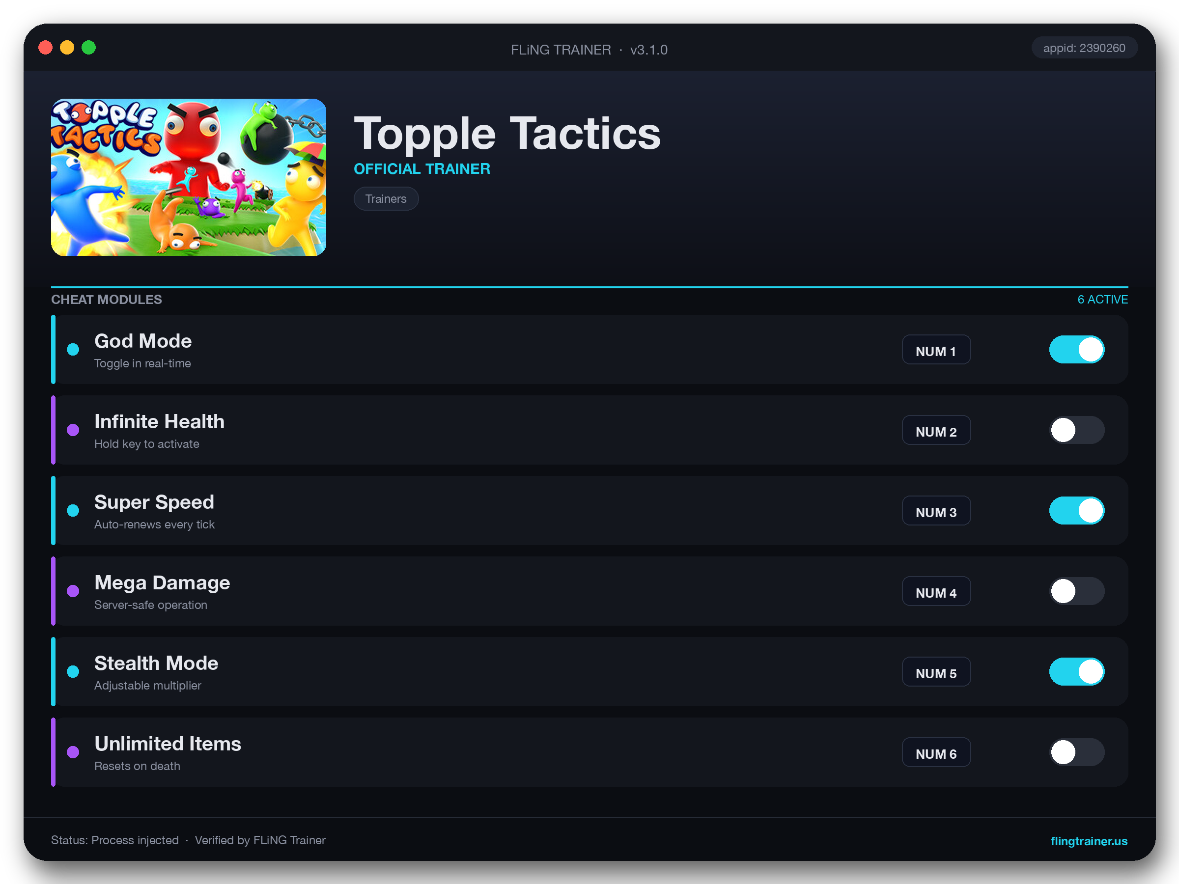 Topple Tactics Trainer interface