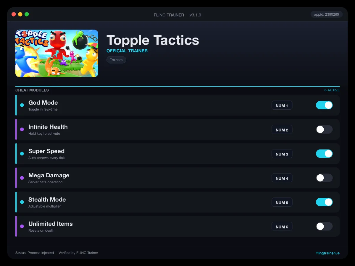 Topple Tactics Trainer interface