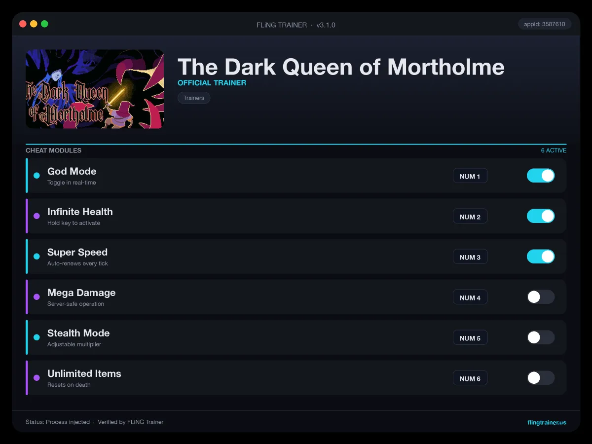 The Dark Queen of Mortholme Trainer interface