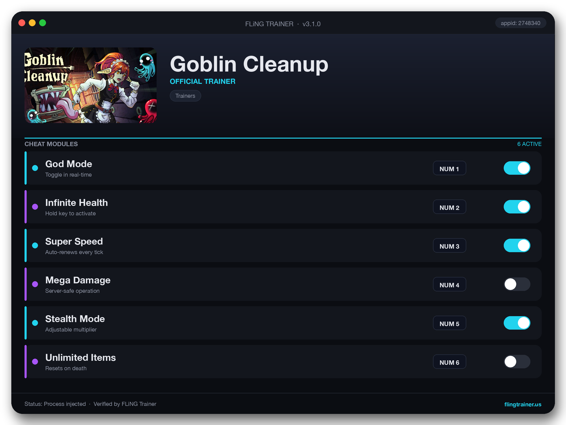 Goblin Cleanup Trainer interface