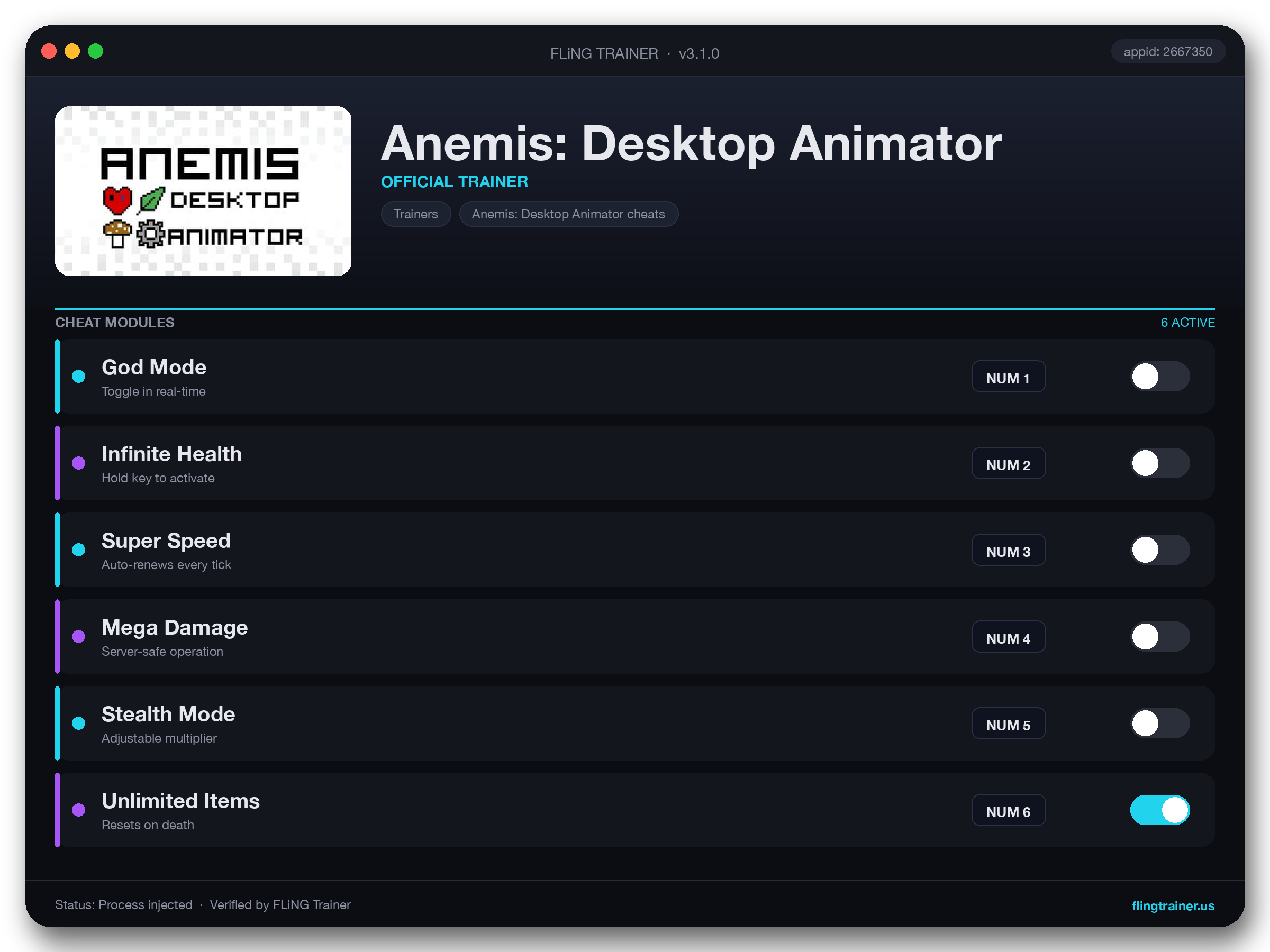 Anemis: Desktop Animator Trainer interface
