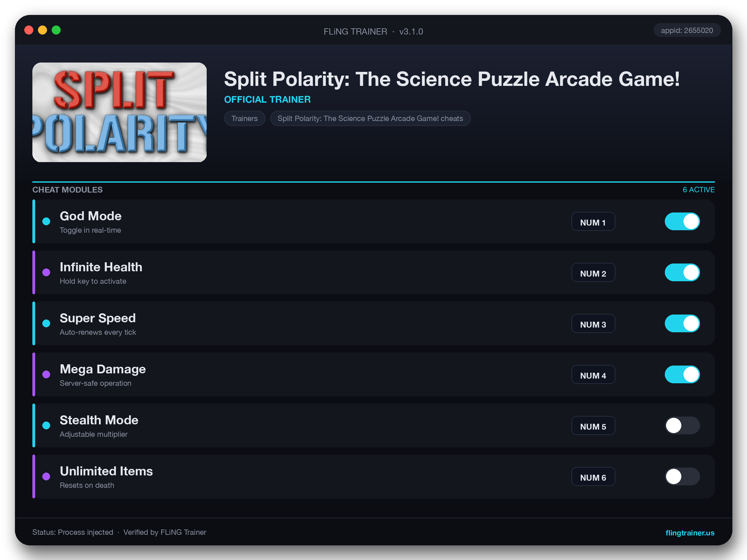 Split Polarity: The Science Puzzle Arcade Game! Trainer interface