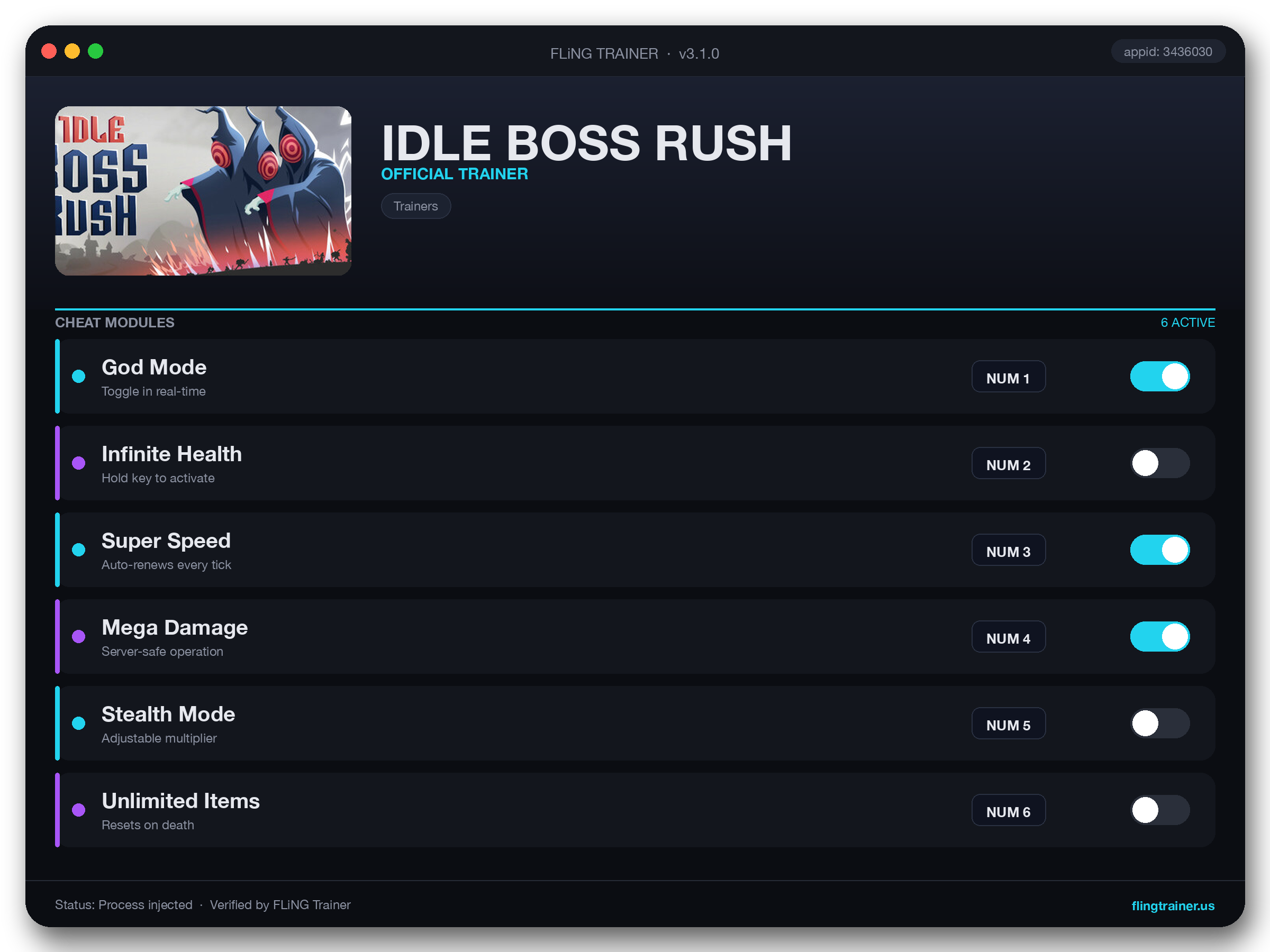 IDLE BOSS RUSH Trainer interface