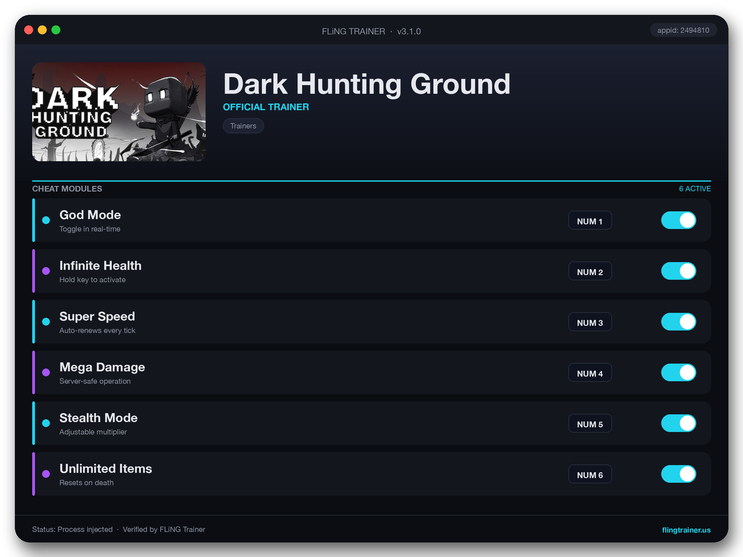 Dark Hunting Ground Trainer interface