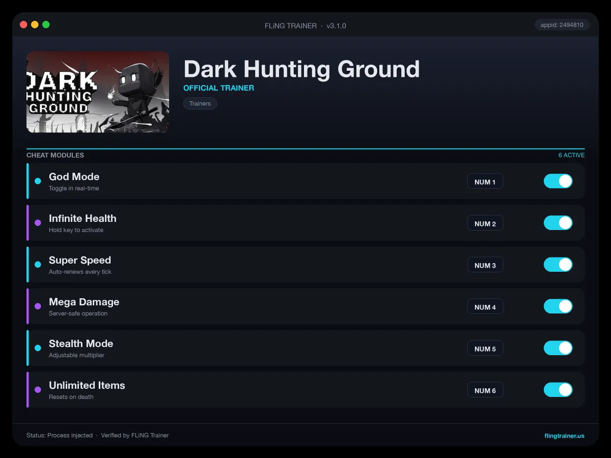 Dark Hunting Ground Trainer interface
