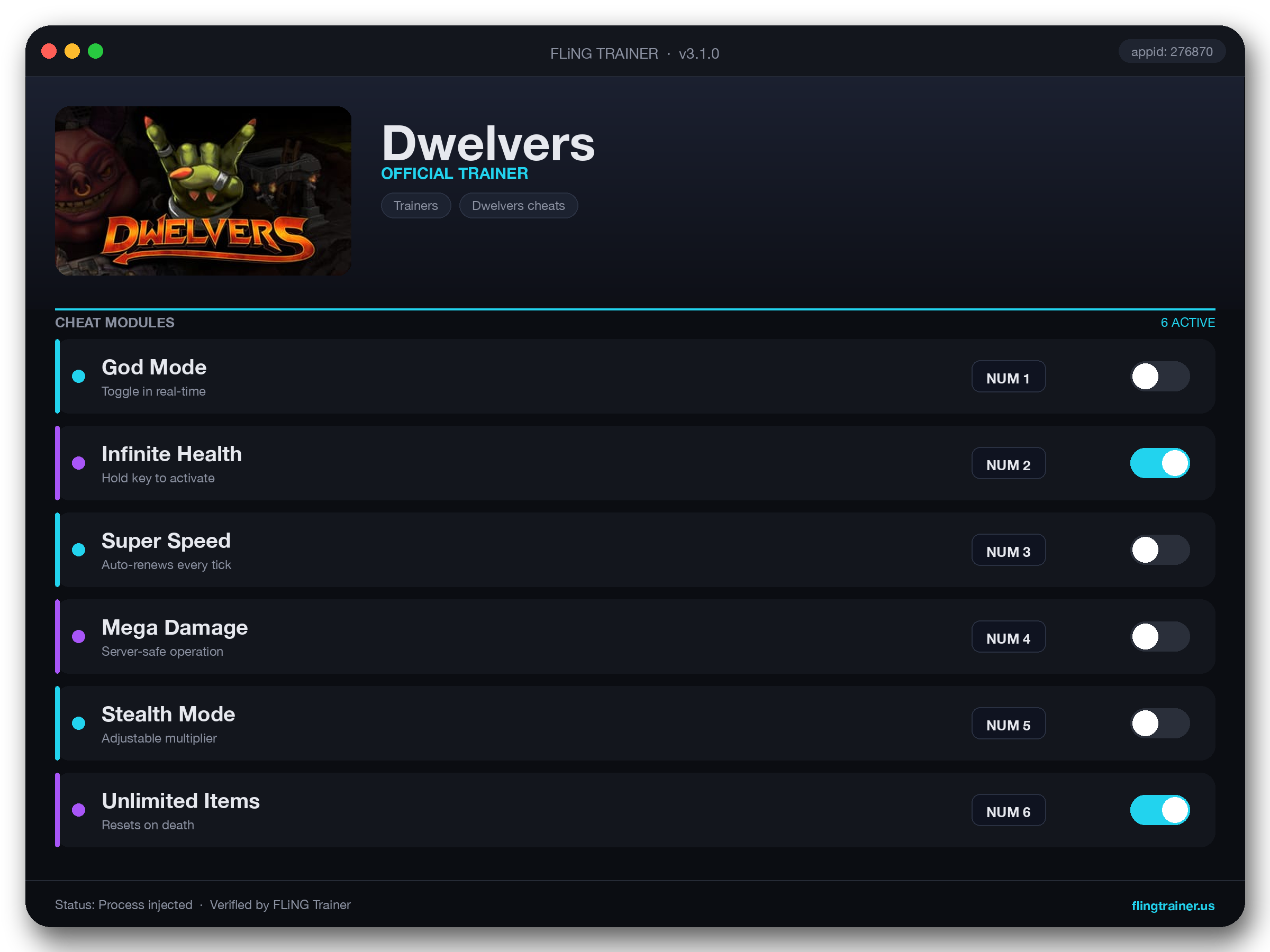 Dwelvers Trainer interface