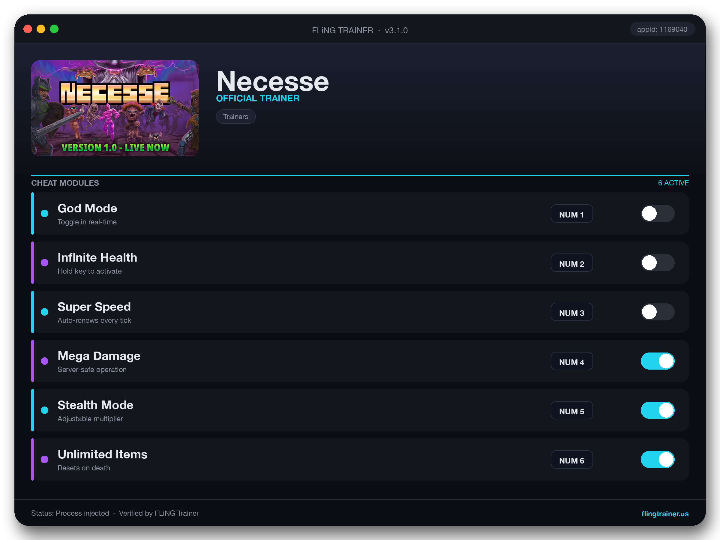Necesse Trainer interface
