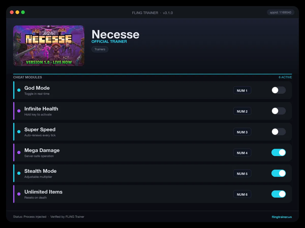 Necesse Trainer interface
