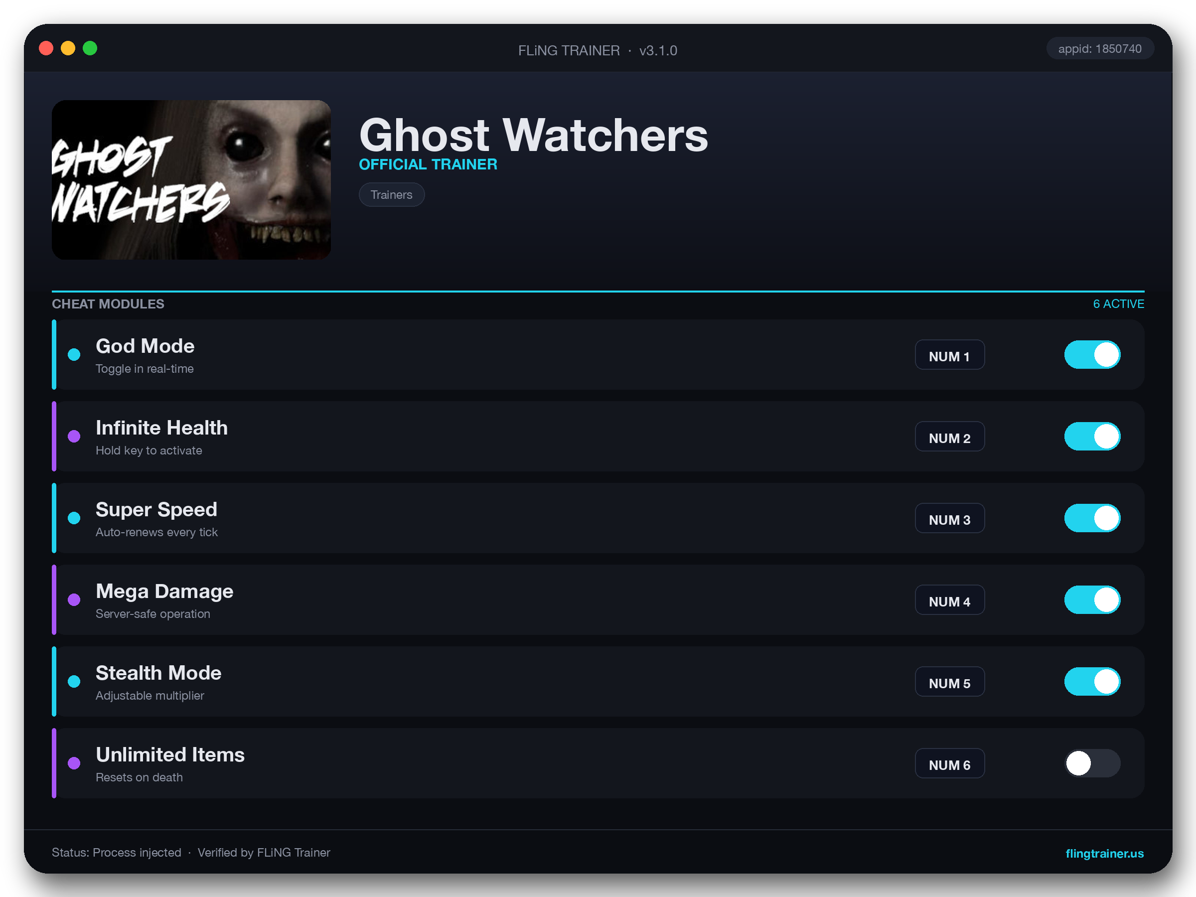 Ghost Watchers Trainer interface