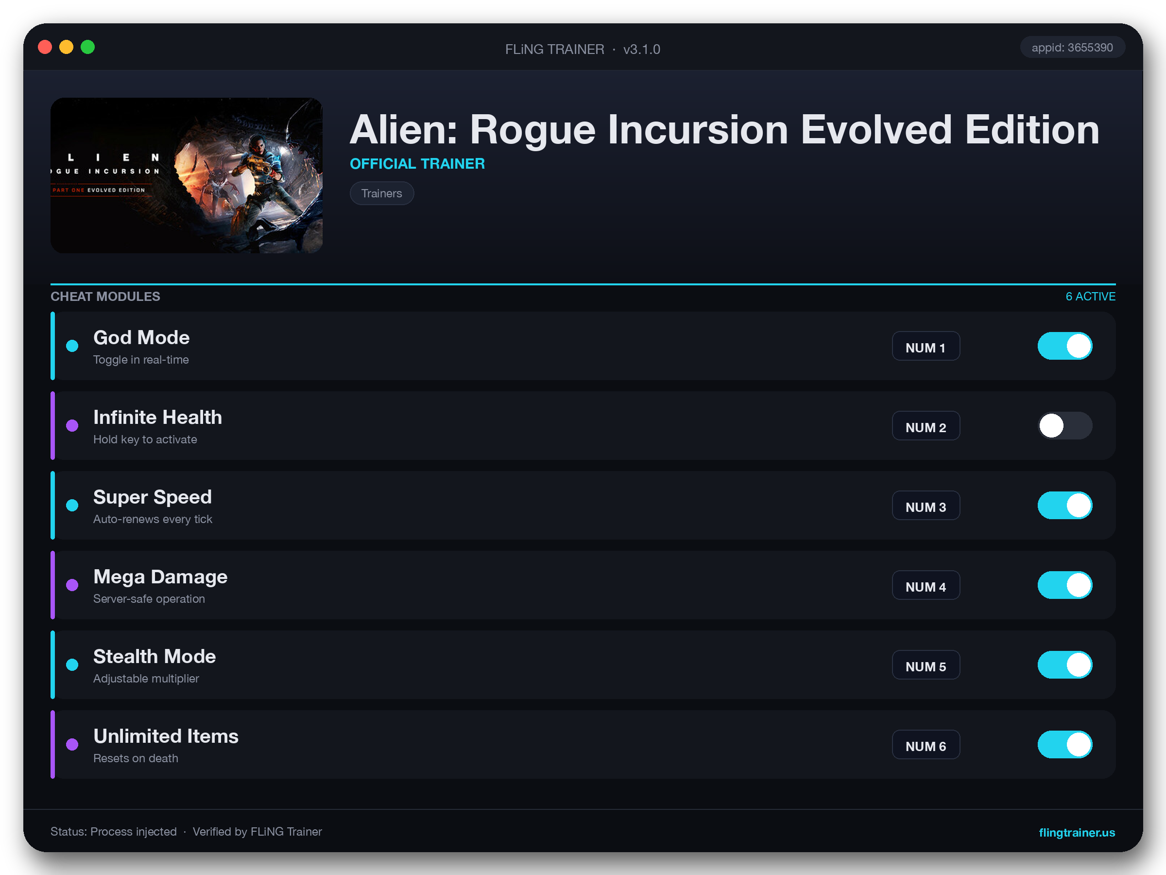 Alien: Rogue Incursion Evolved Edition Trainer interface
