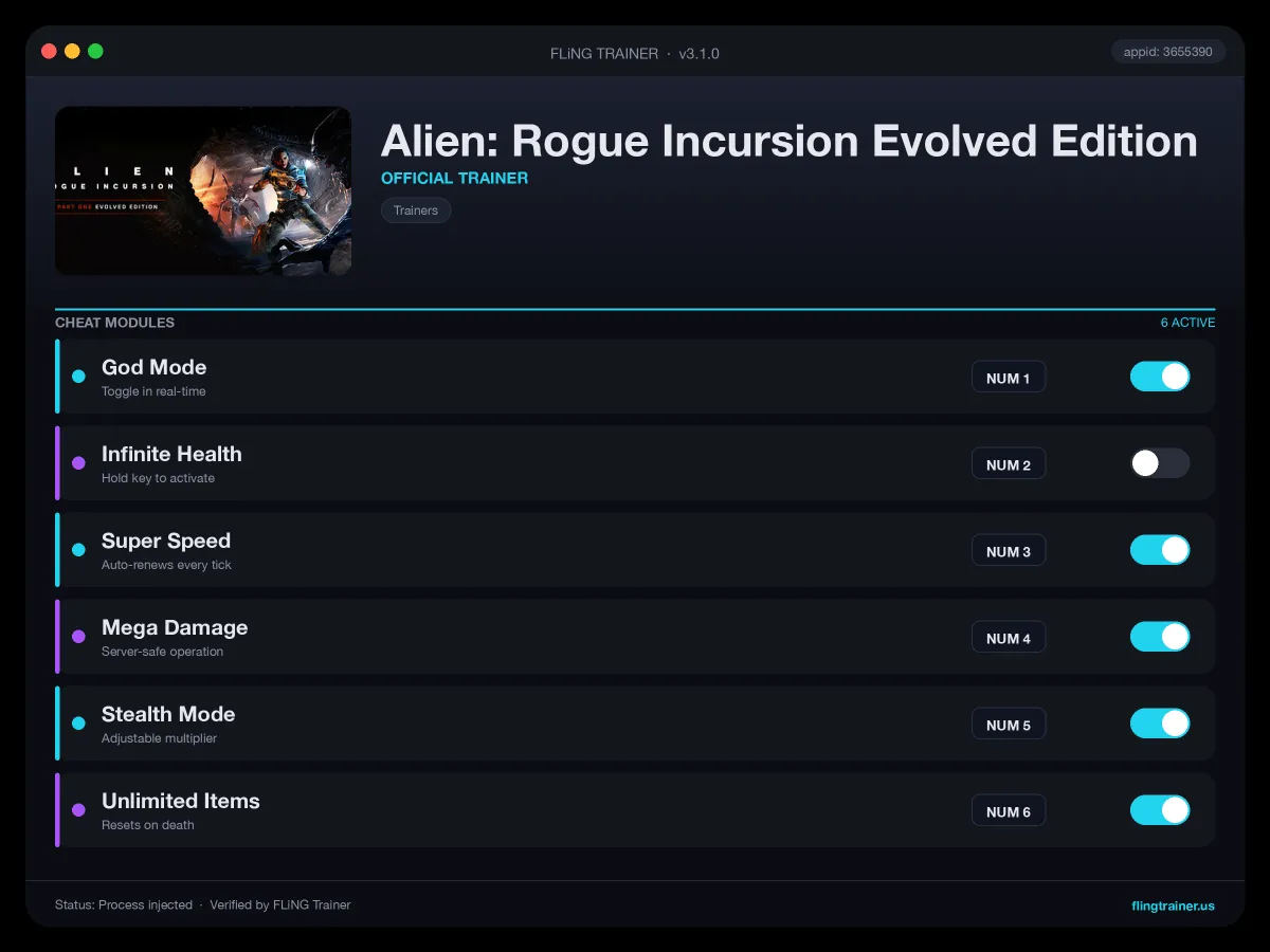 Alien: Rogue Incursion Evolved Edition Trainer interface