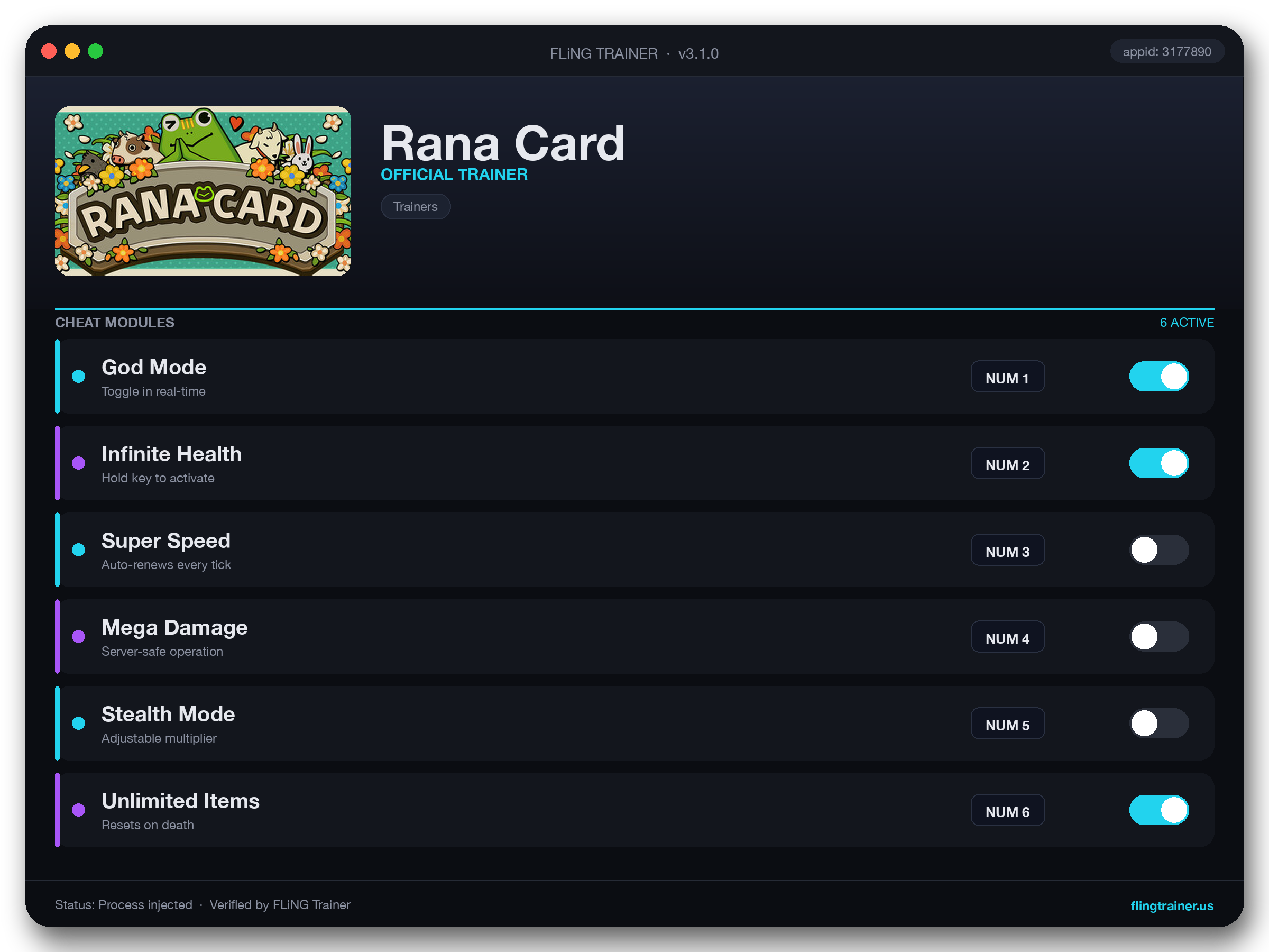 Rana Card Trainer interface