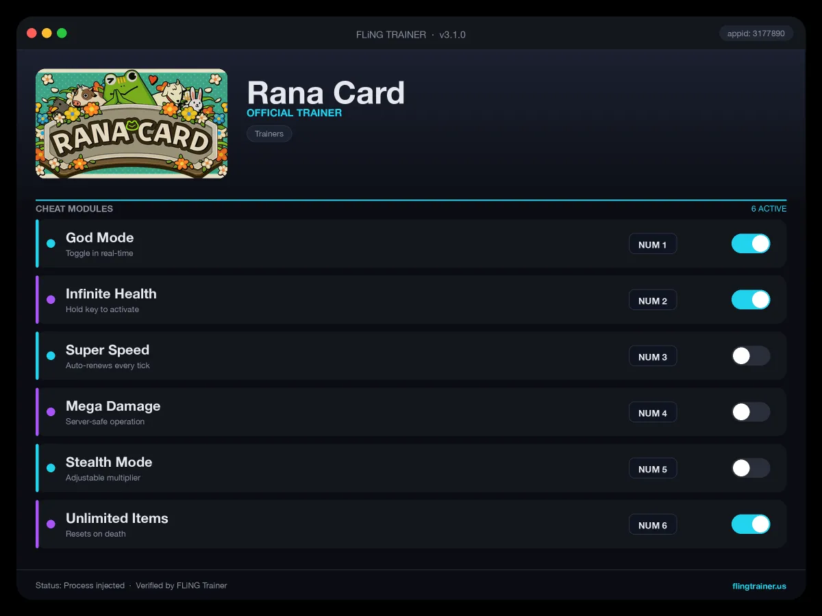 Rana Card Trainer interface