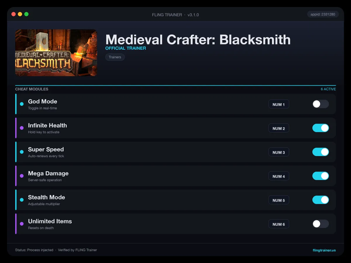 Medieval Crafter: Blacksmith Trainer interface