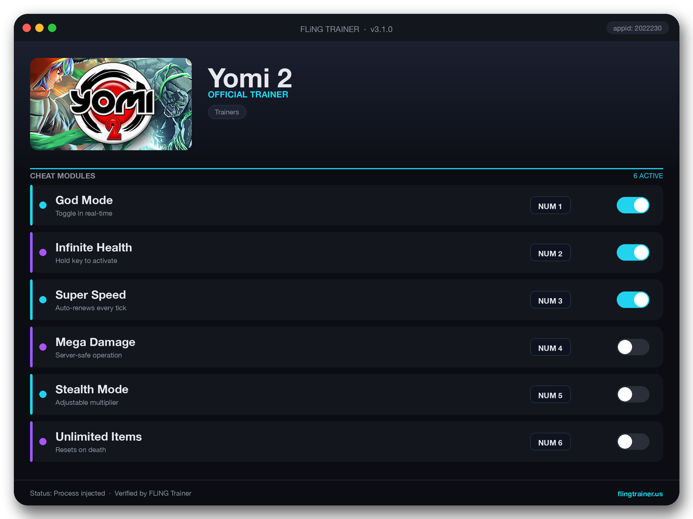 Yomi 2 Trainer interface