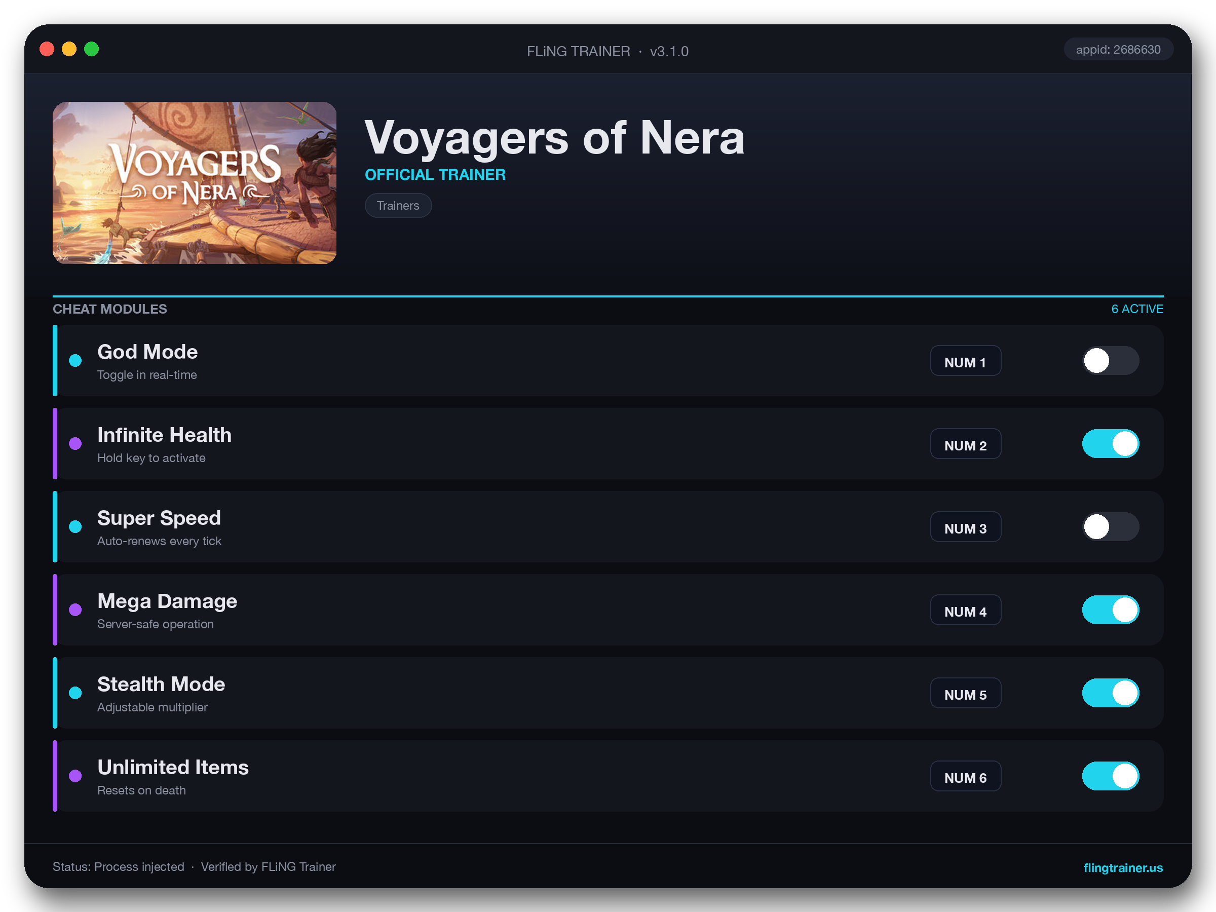 Voyagers of Nera Trainer interface