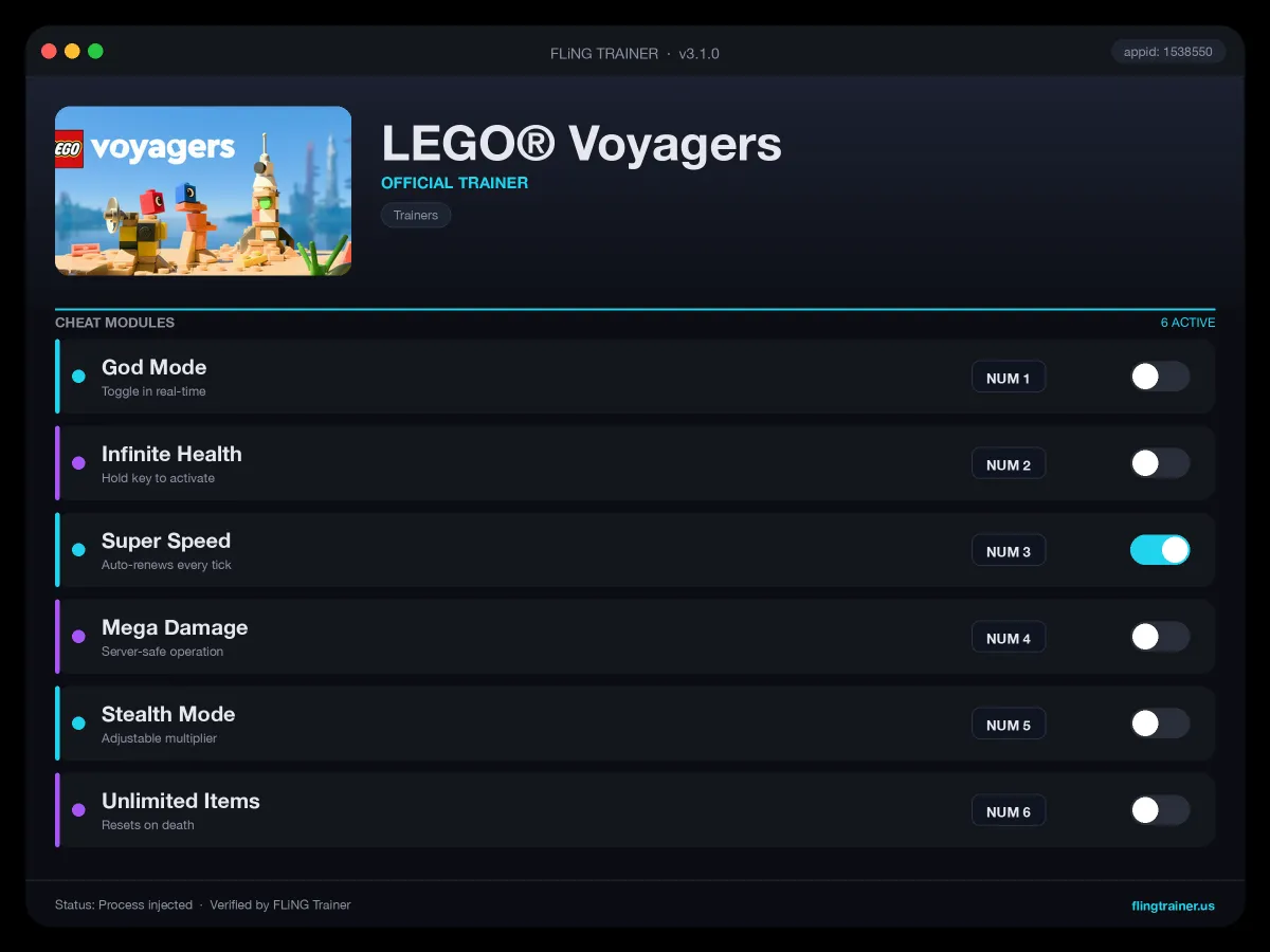 LEGO® Voyagers Trainer interface