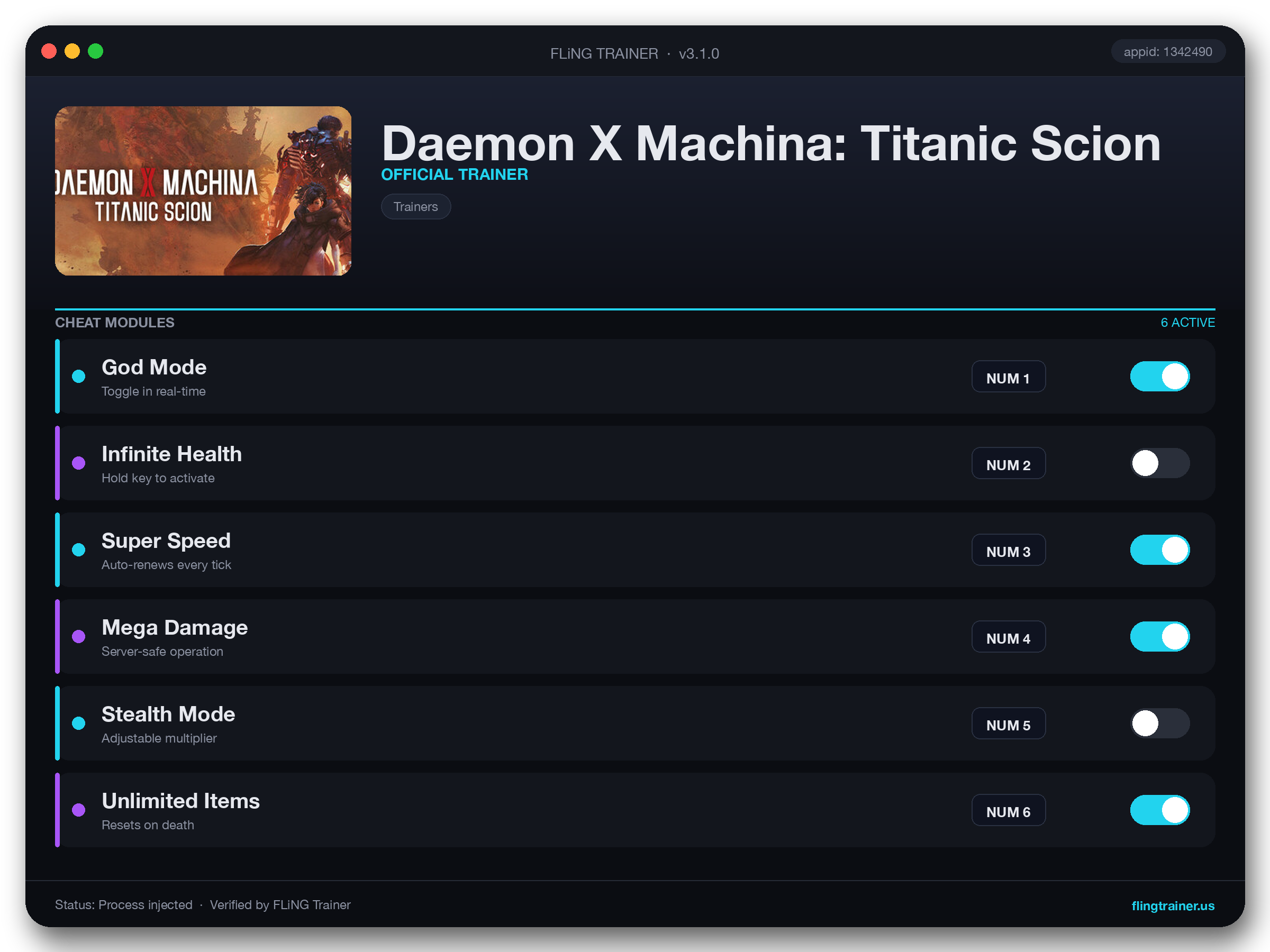 Daemon X Machina: Titanic Scion Trainer interface