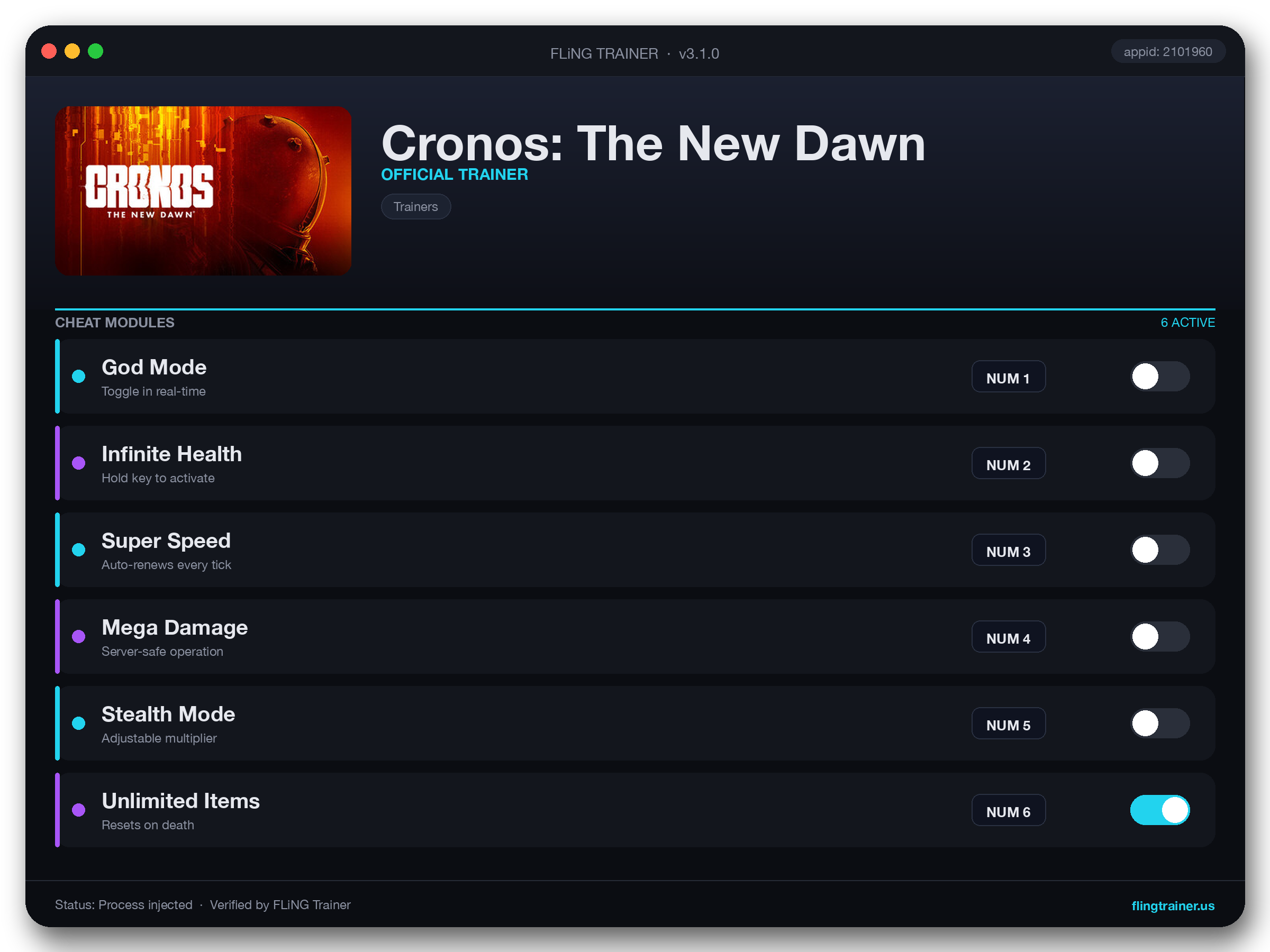 Cronos: The New Dawn Trainer interface