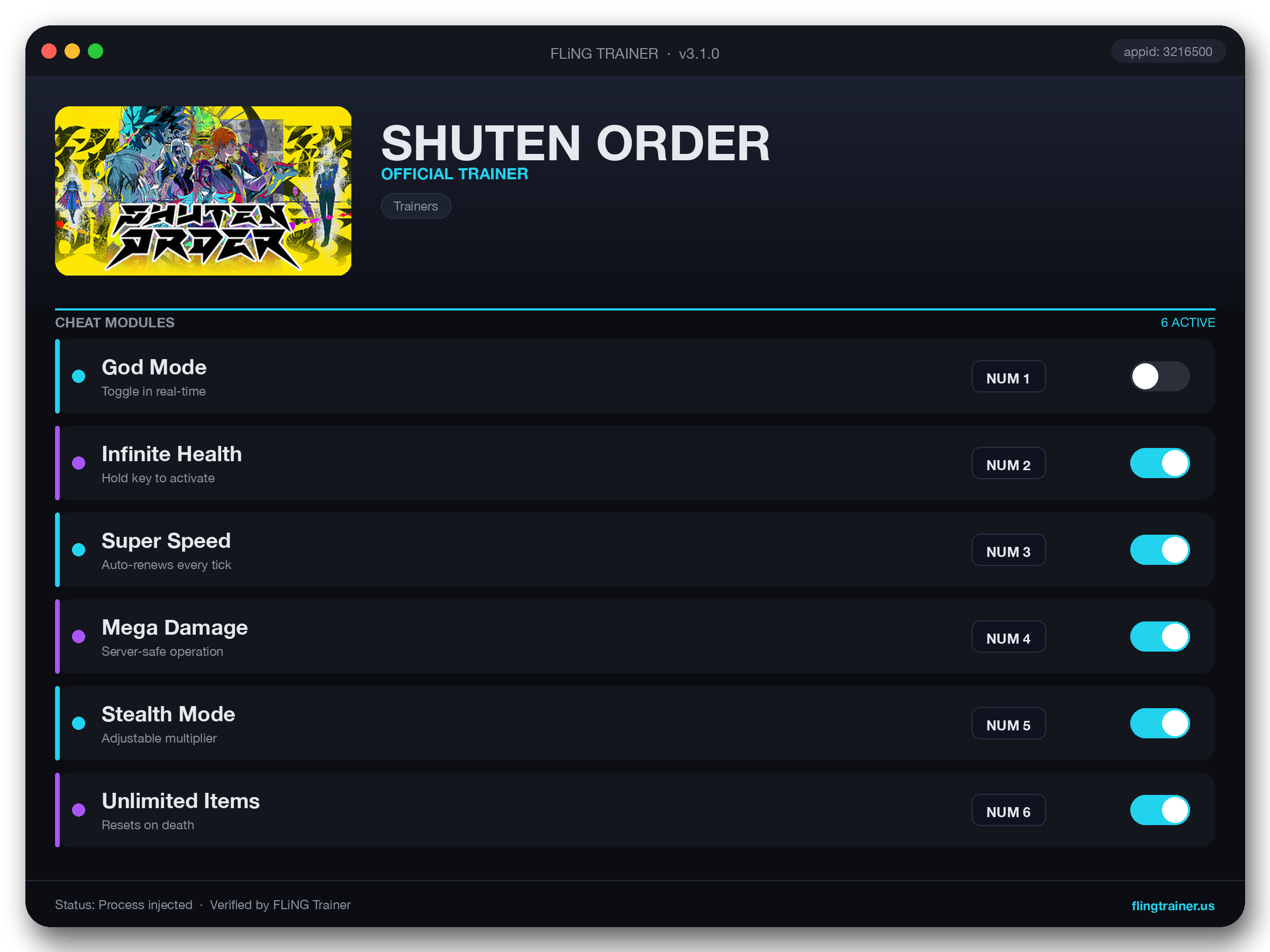 SHUTEN ORDER Trainer interface