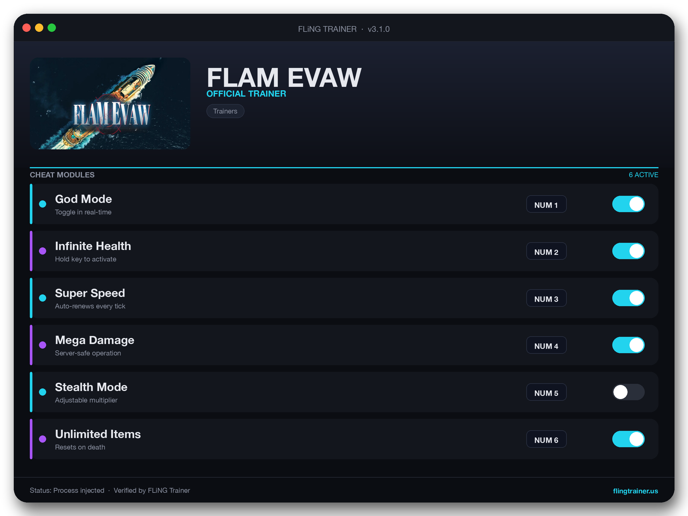 FLAM EVAW Trainer interface