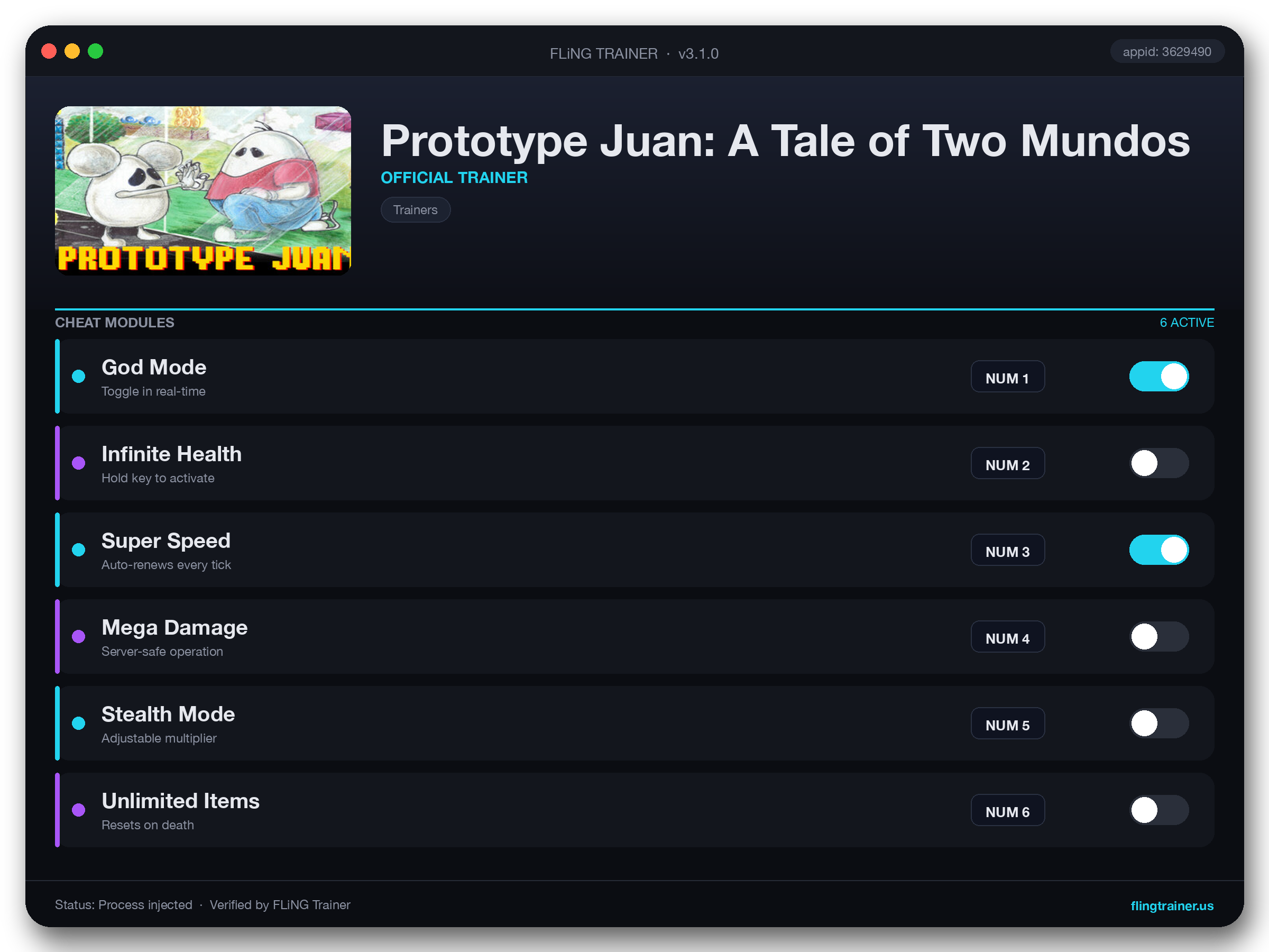Prototype Juan: A Tale of Two Mundos Trainer interface