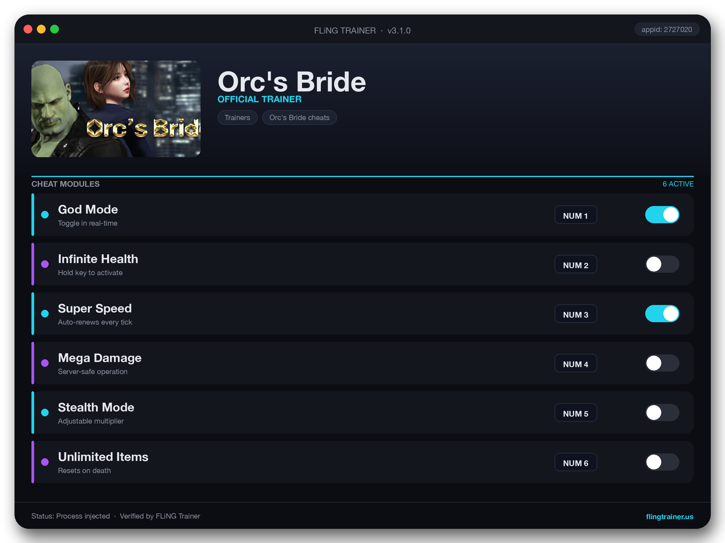 Orc's Bride Trainer interface