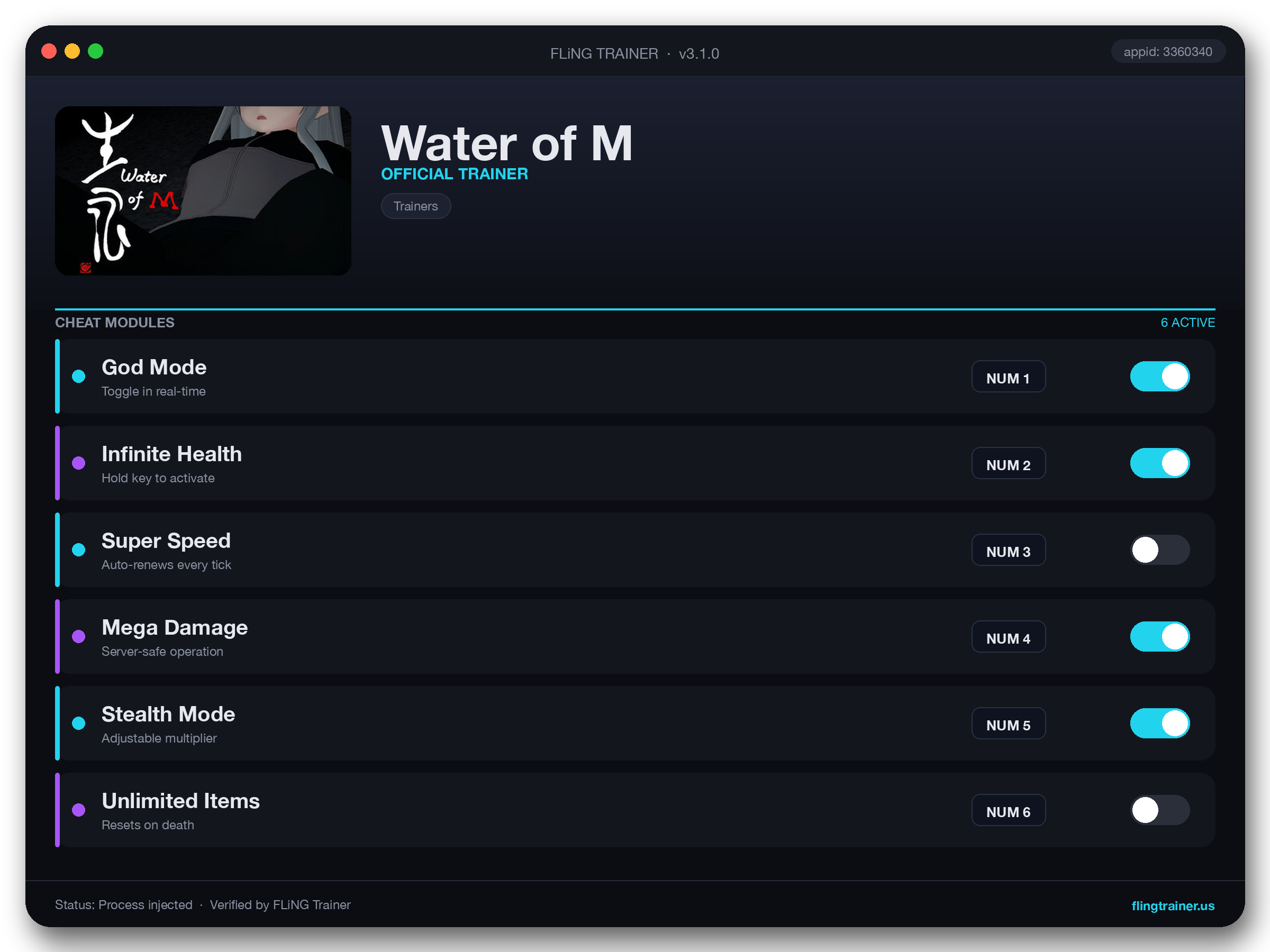 Water of M Trainer interface