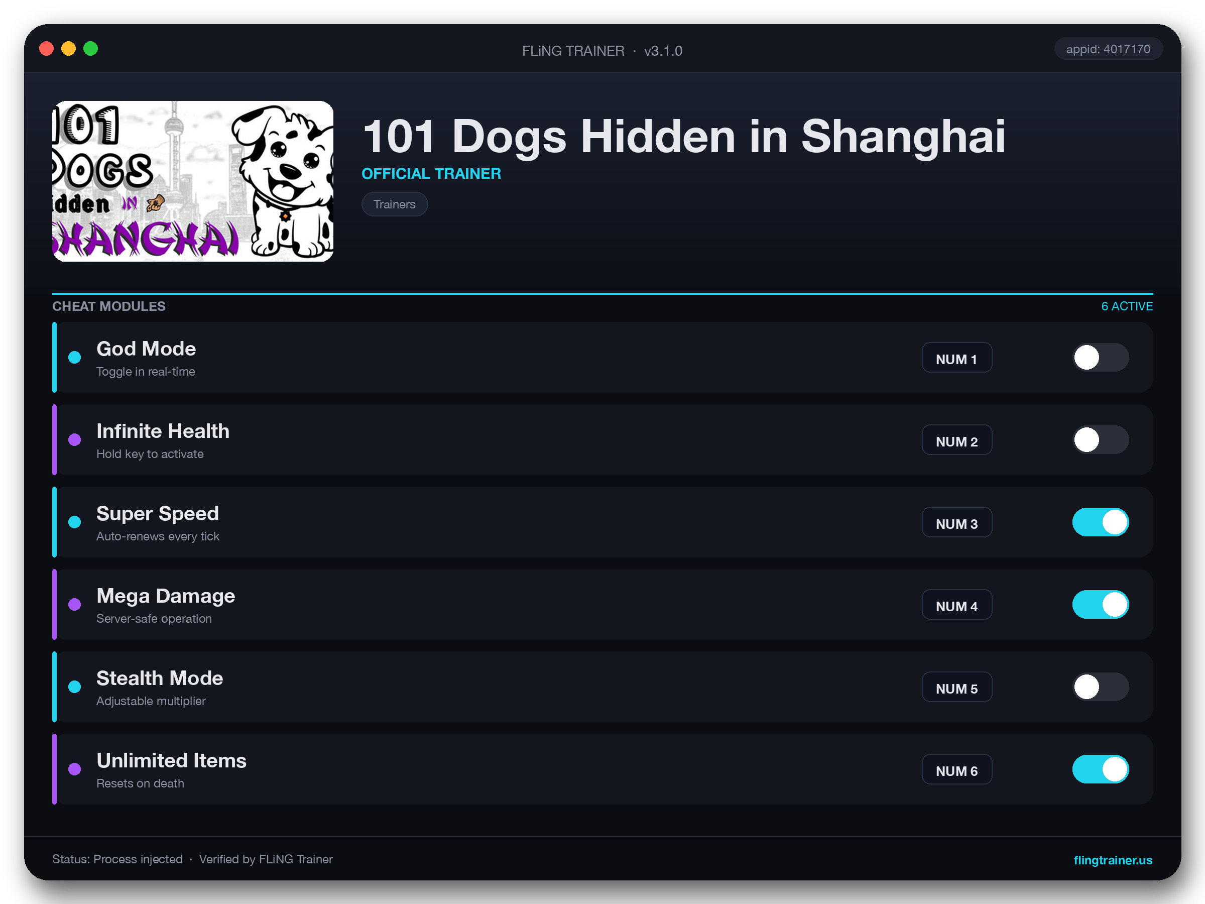101 Dogs Hidden in Shanghai Trainer interface