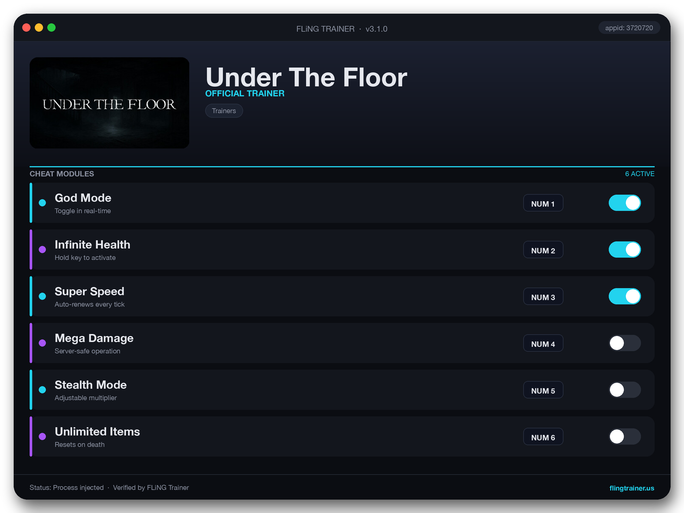 Under The Floor Trainer interface