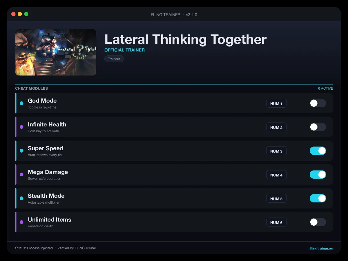 Lateral Thinking Together Trainer interface