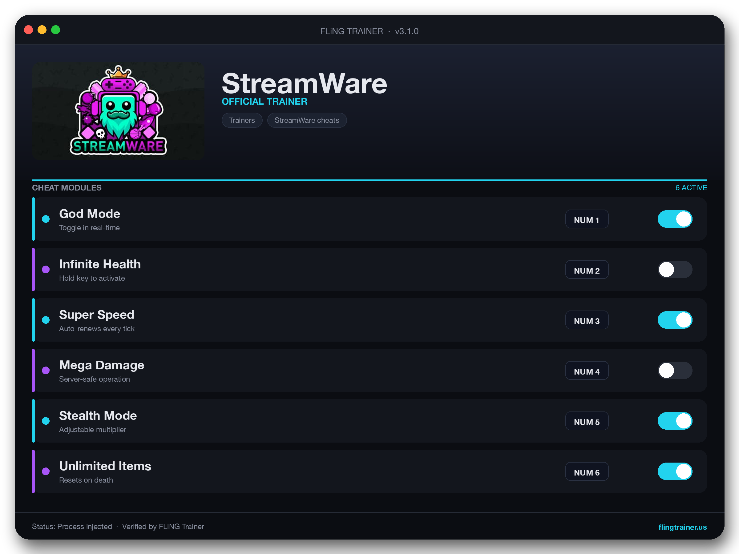 StreamWare Trainer interface