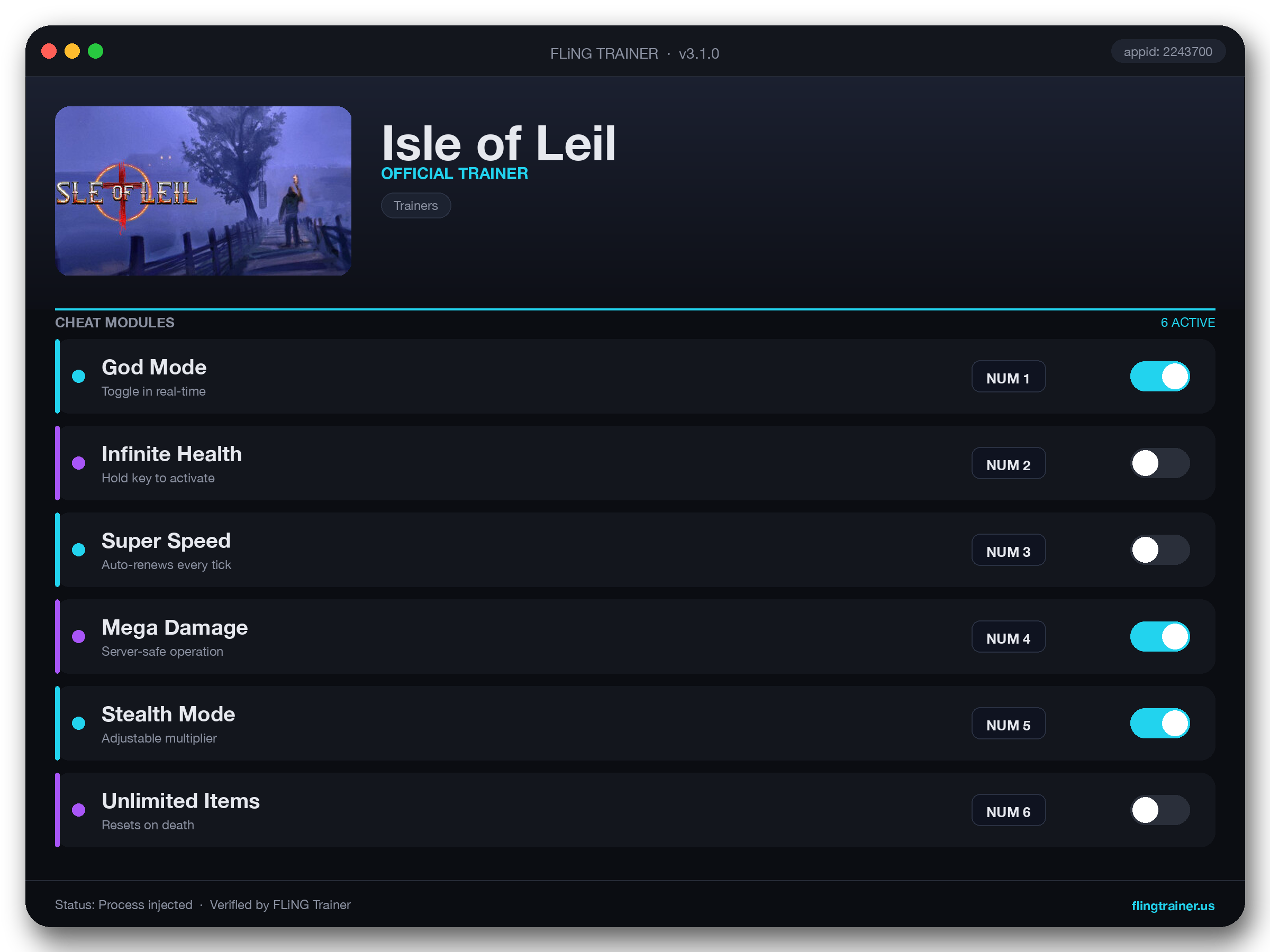 Isle of Leil Trainer interface