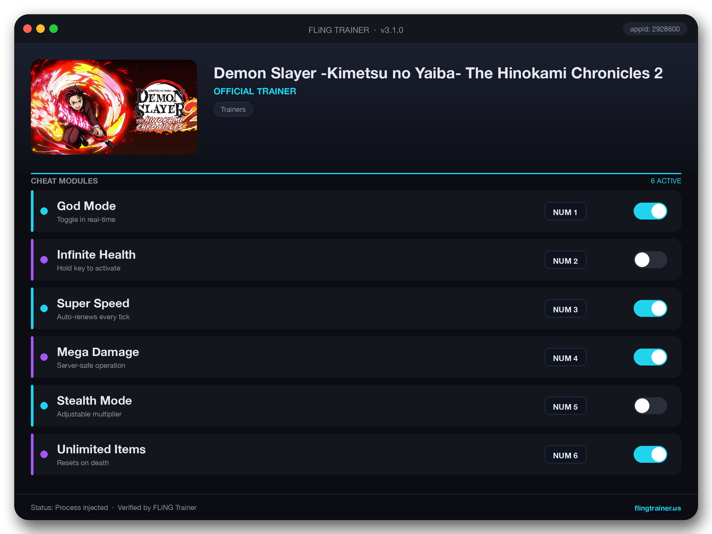 Demon Slayer -Kimetsu no Yaiba- The Hinokami Chronicles 2 Trainer interface