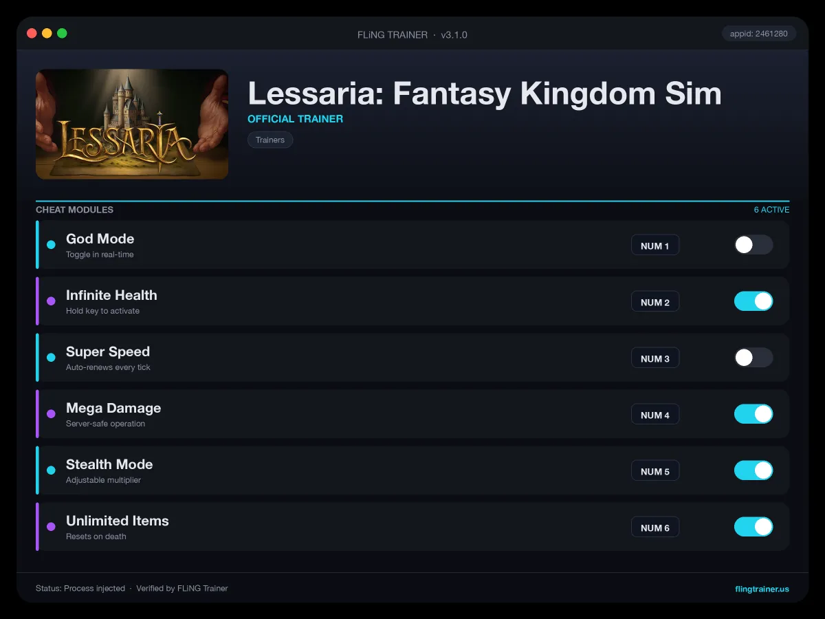 Lessaria: Fantasy Kingdom Sim Trainer interface