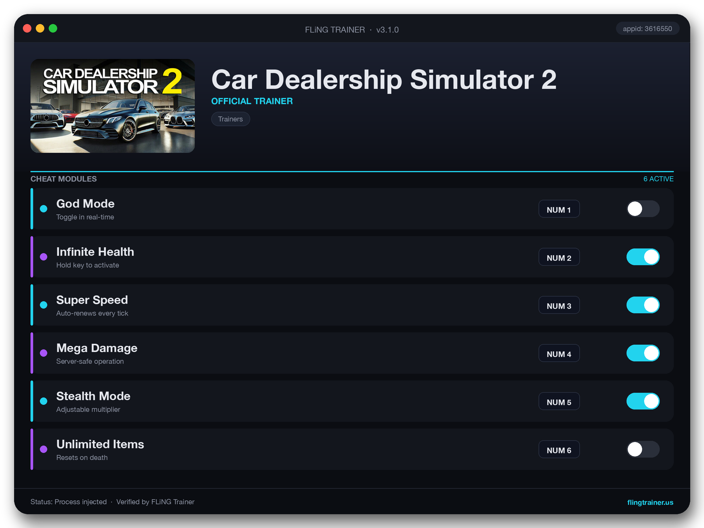 Car Dealership Simulator 2 Trainer interface