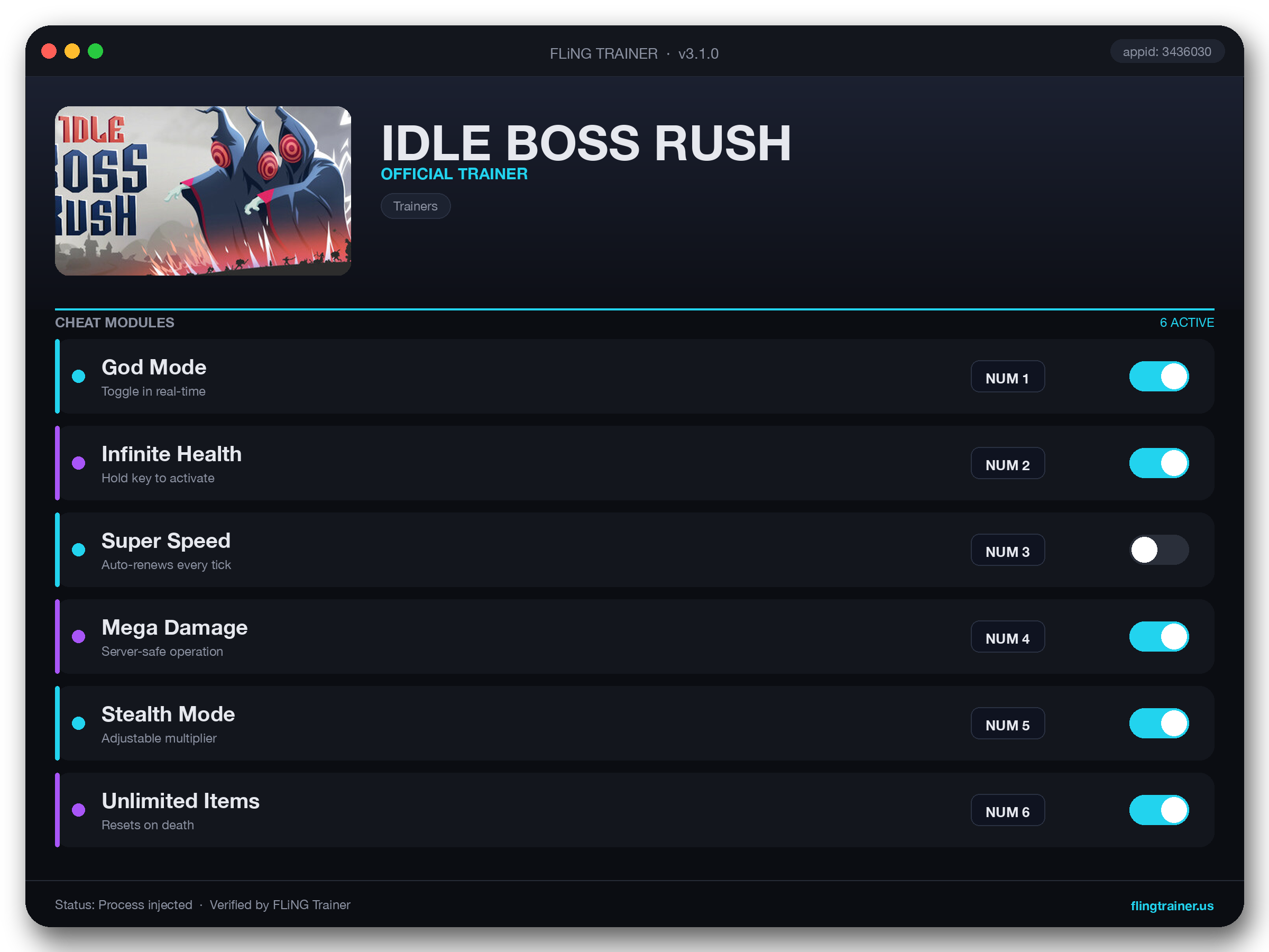 IDLE BOSS RUSH Trainer interface