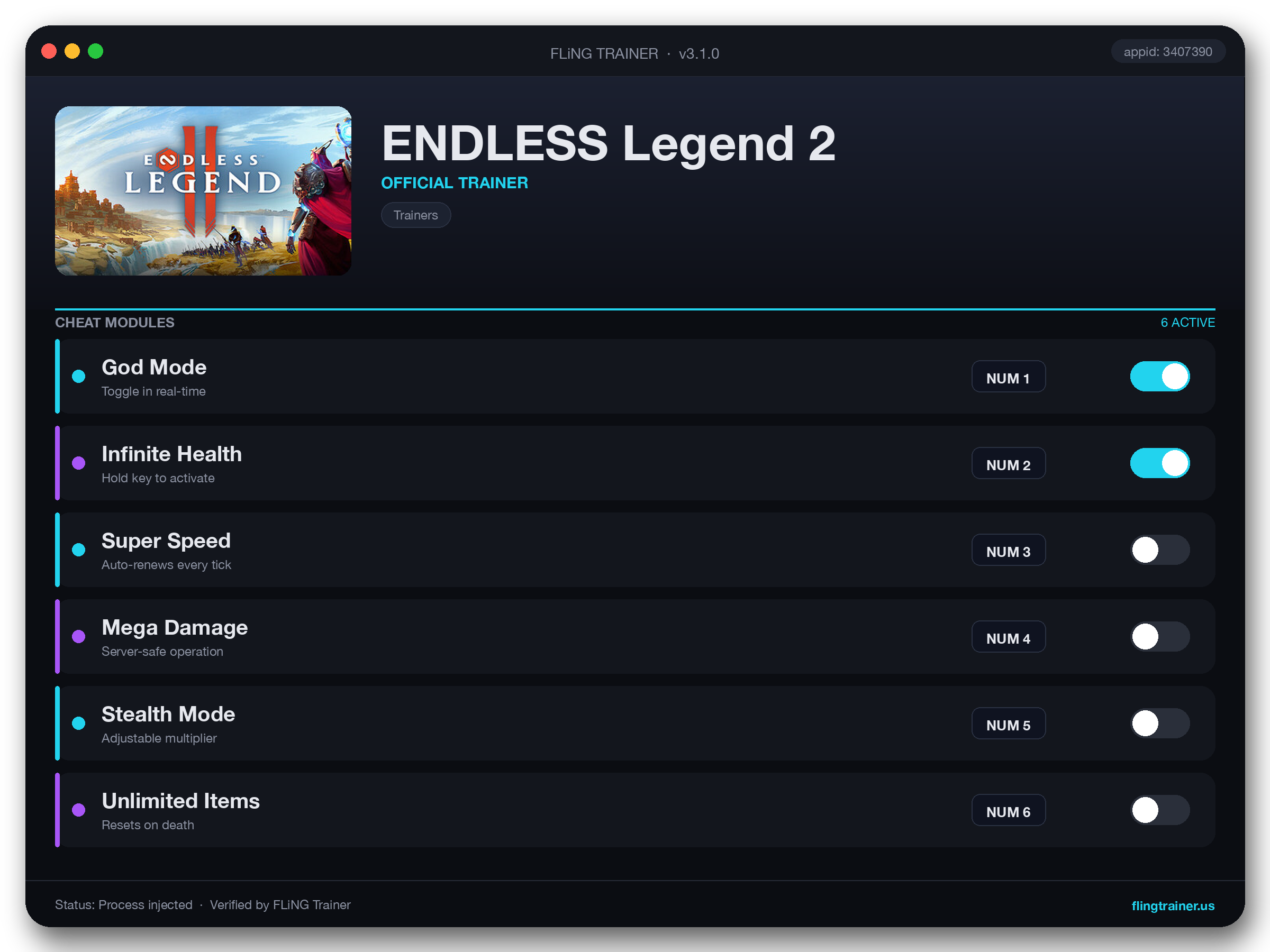 ENDLESS Legend 2 Trainer interface