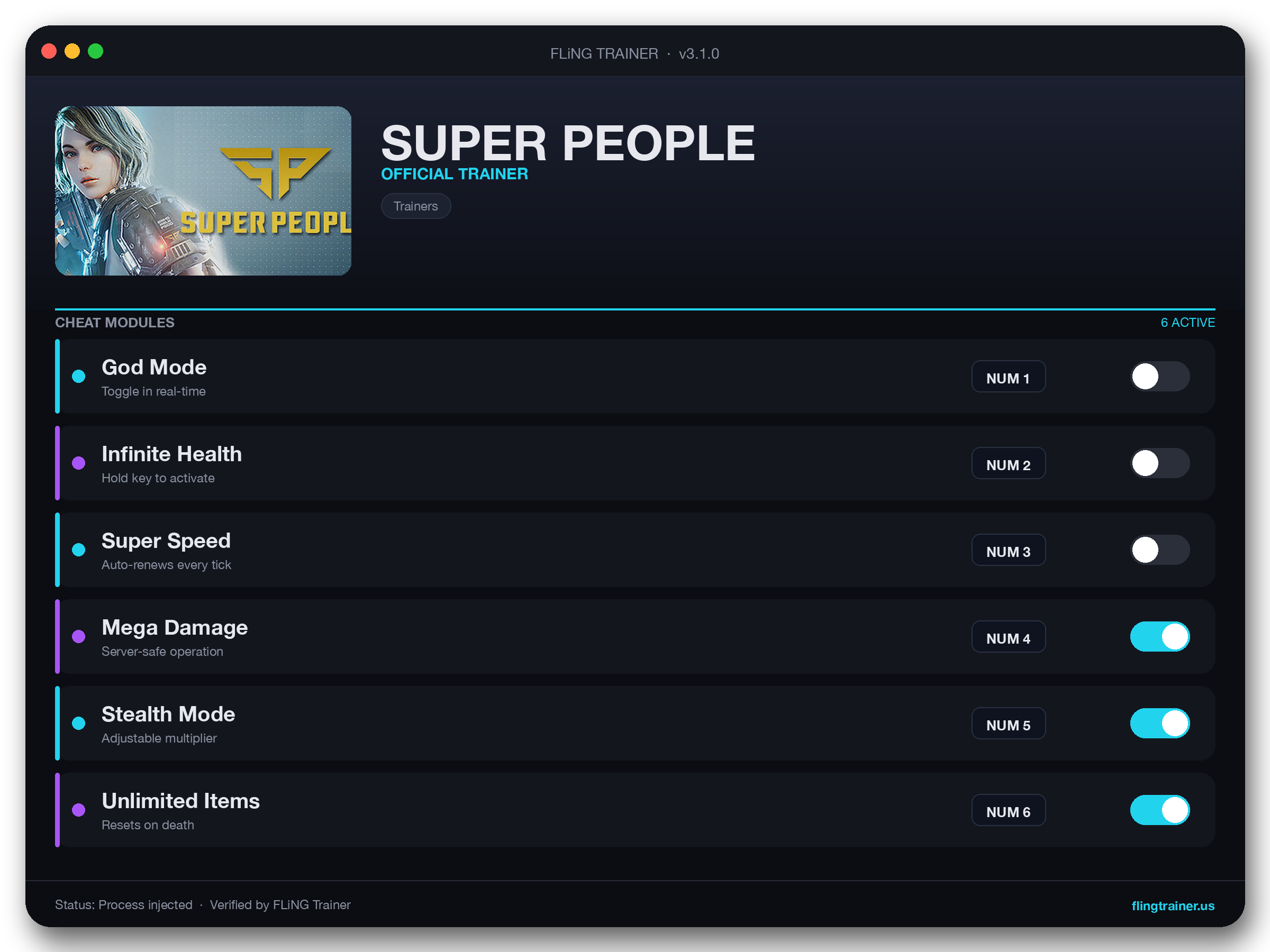 SUPER PEOPLE Trainer interface