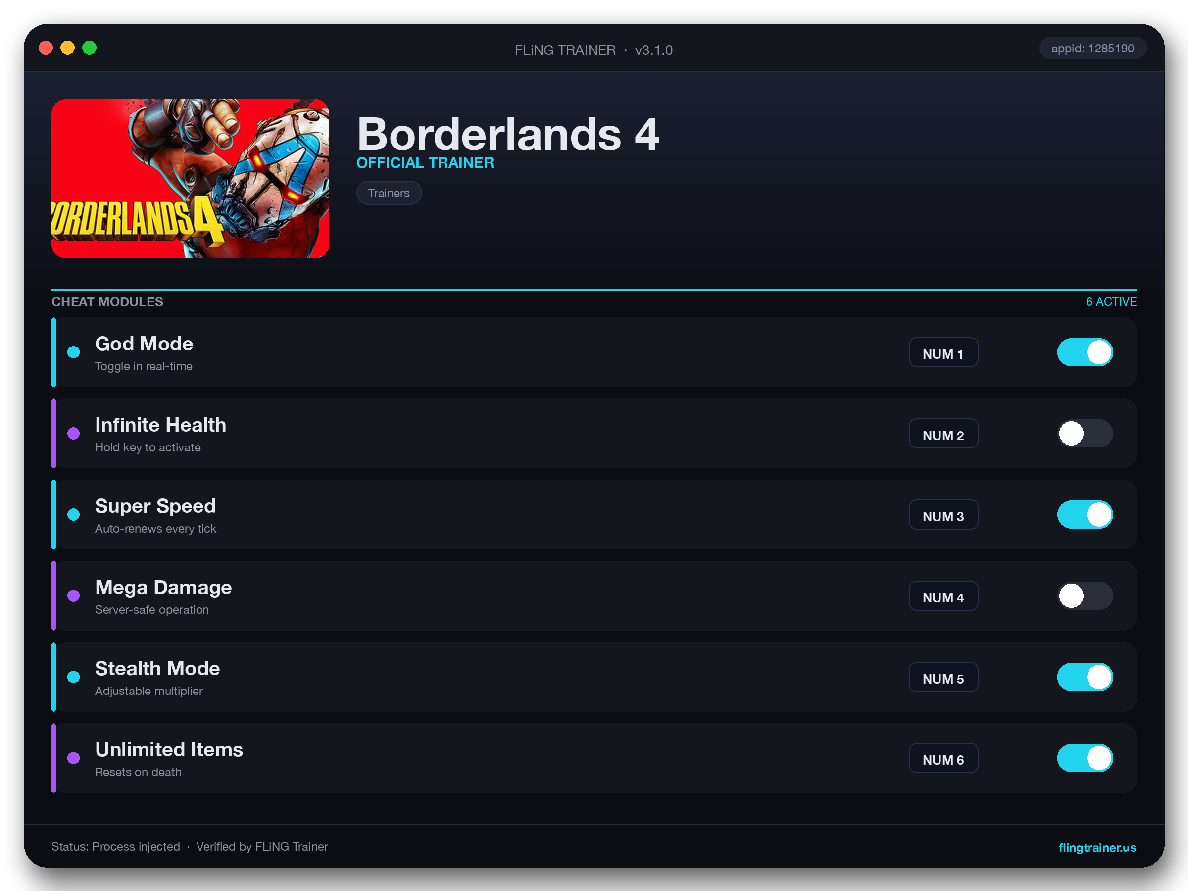 Borderlands 4 Trainer interface