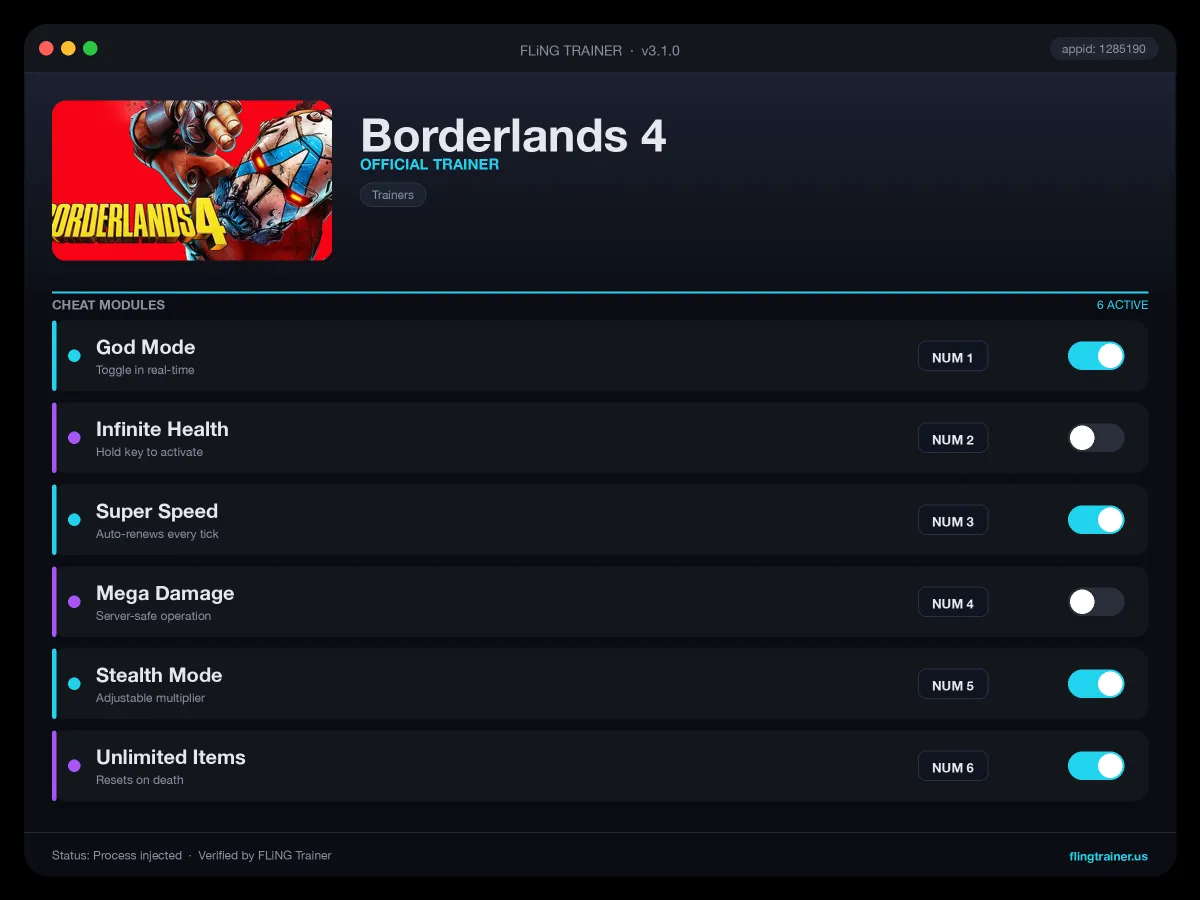 Borderlands 4 Trainer interface