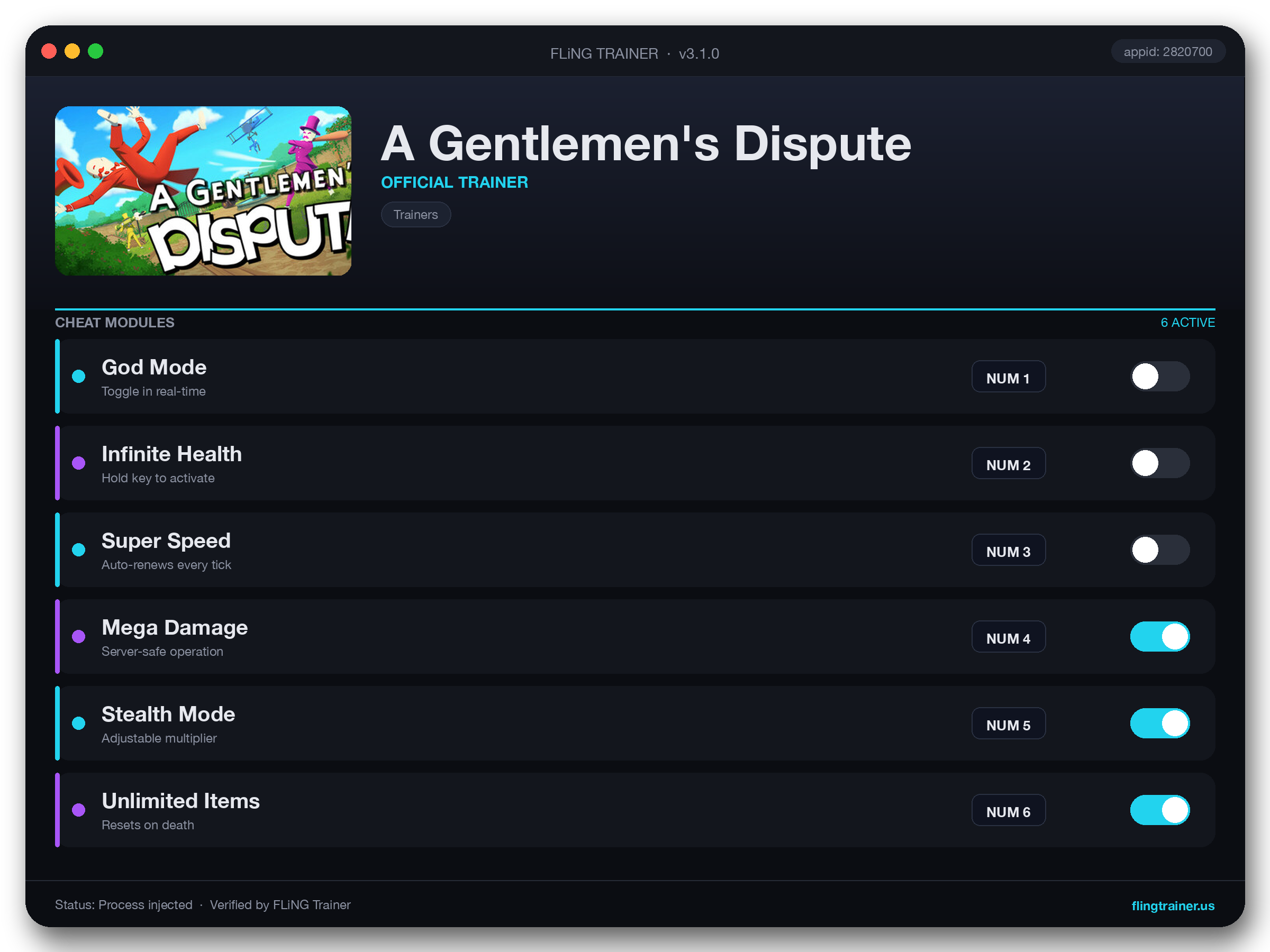 A Gentlemen's Dispute Trainer interface
