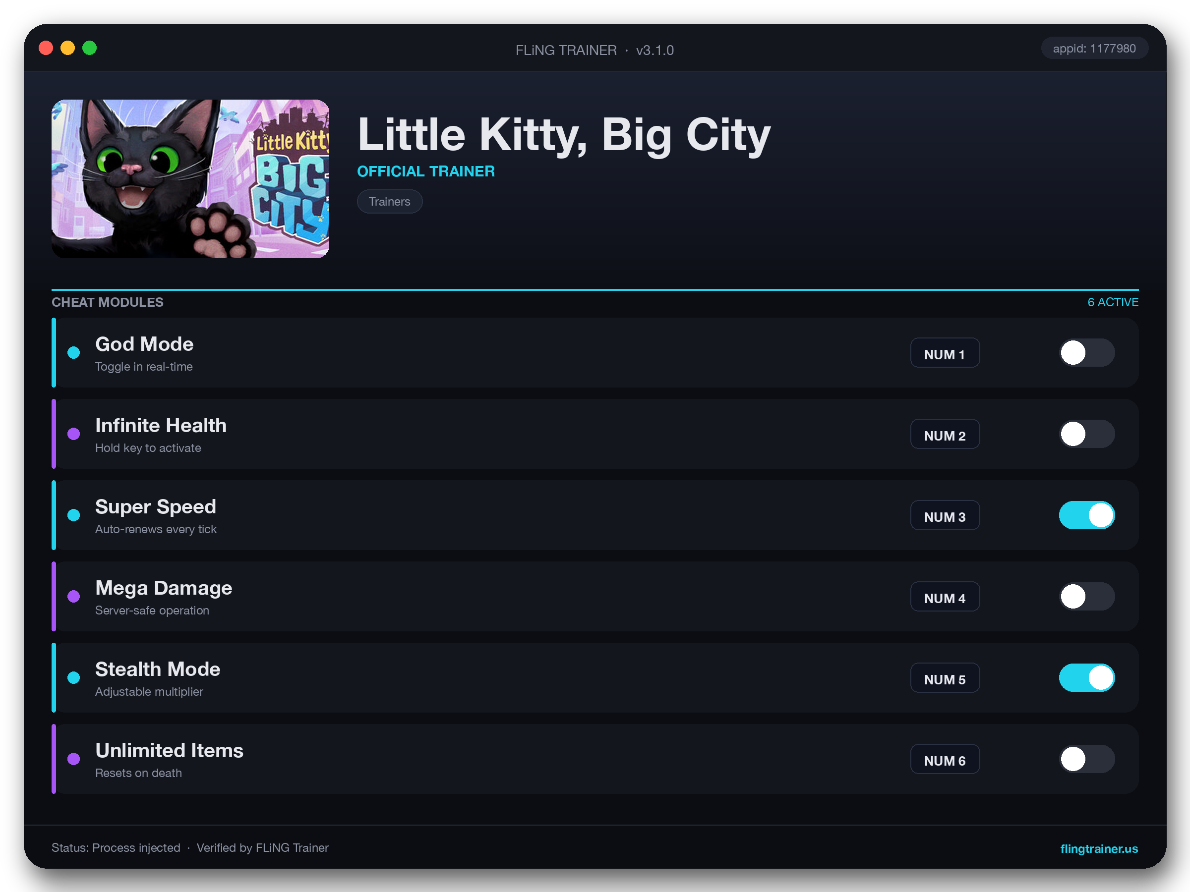 Little Kitty, Big City Trainer interface