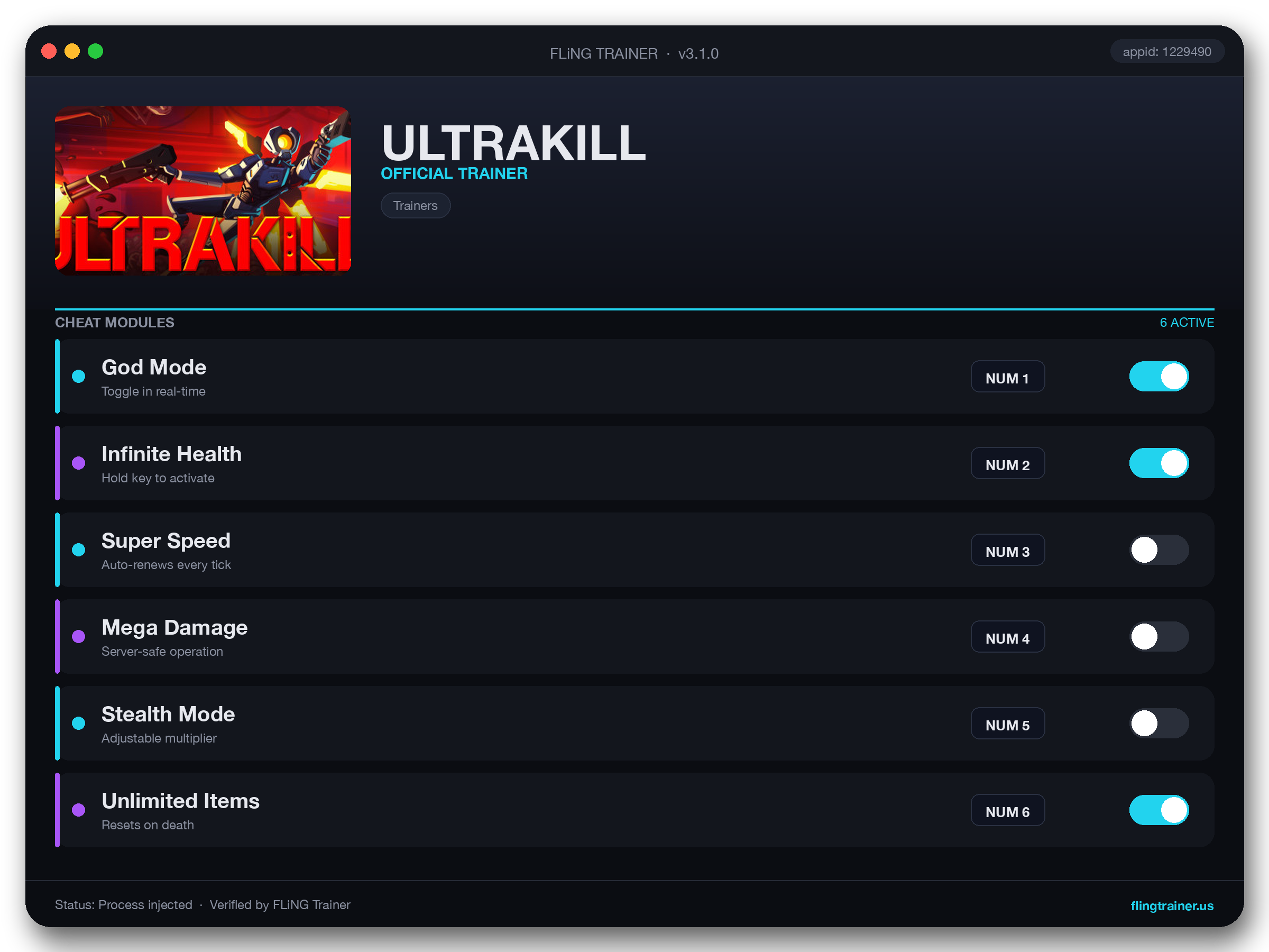 ULTRAKILL Trainer interface