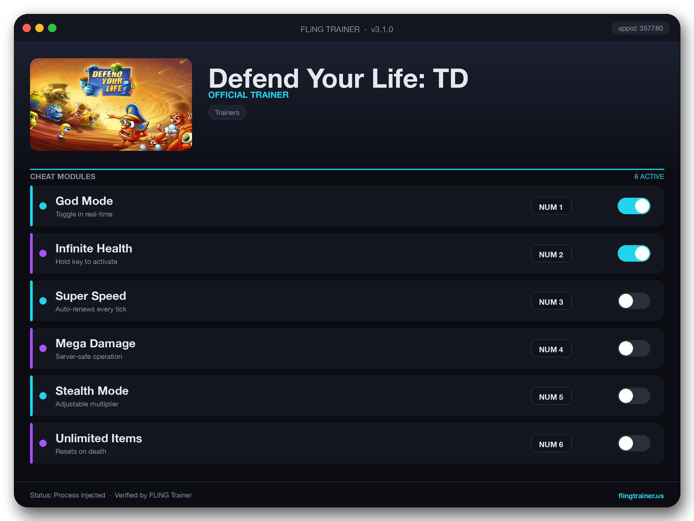 Defend Your Life: TD Trainer interface